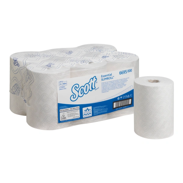 KIMBERLY-CLARK - Scott Essential SLIMROL - Handtuch - 960 g - Frischfaser, Recyclingfasern - Rolle - 190 m - weiß (Packu KIMBERLY-CLARK - Scott Essential SLIMROL - Handtuch - 960 g - Frischfaser, Recyclingfasern - Rolle - 190 m - weiß (Packu