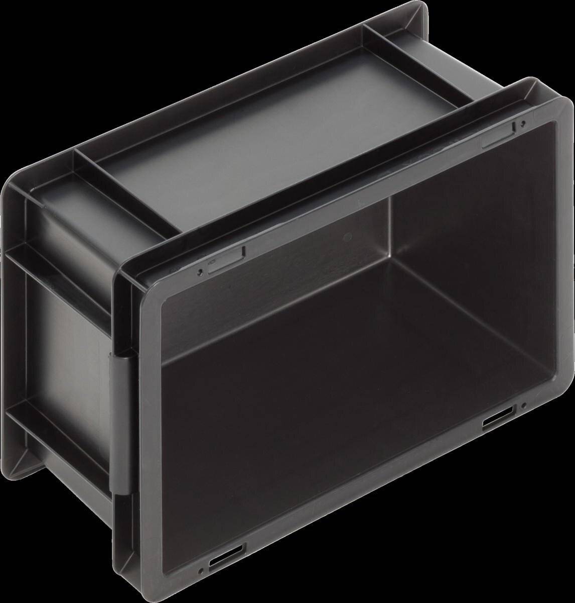 ESD Behälter New Box NB MC, Muschelgriffe, schwarz, 300 x 200 x 147 mm