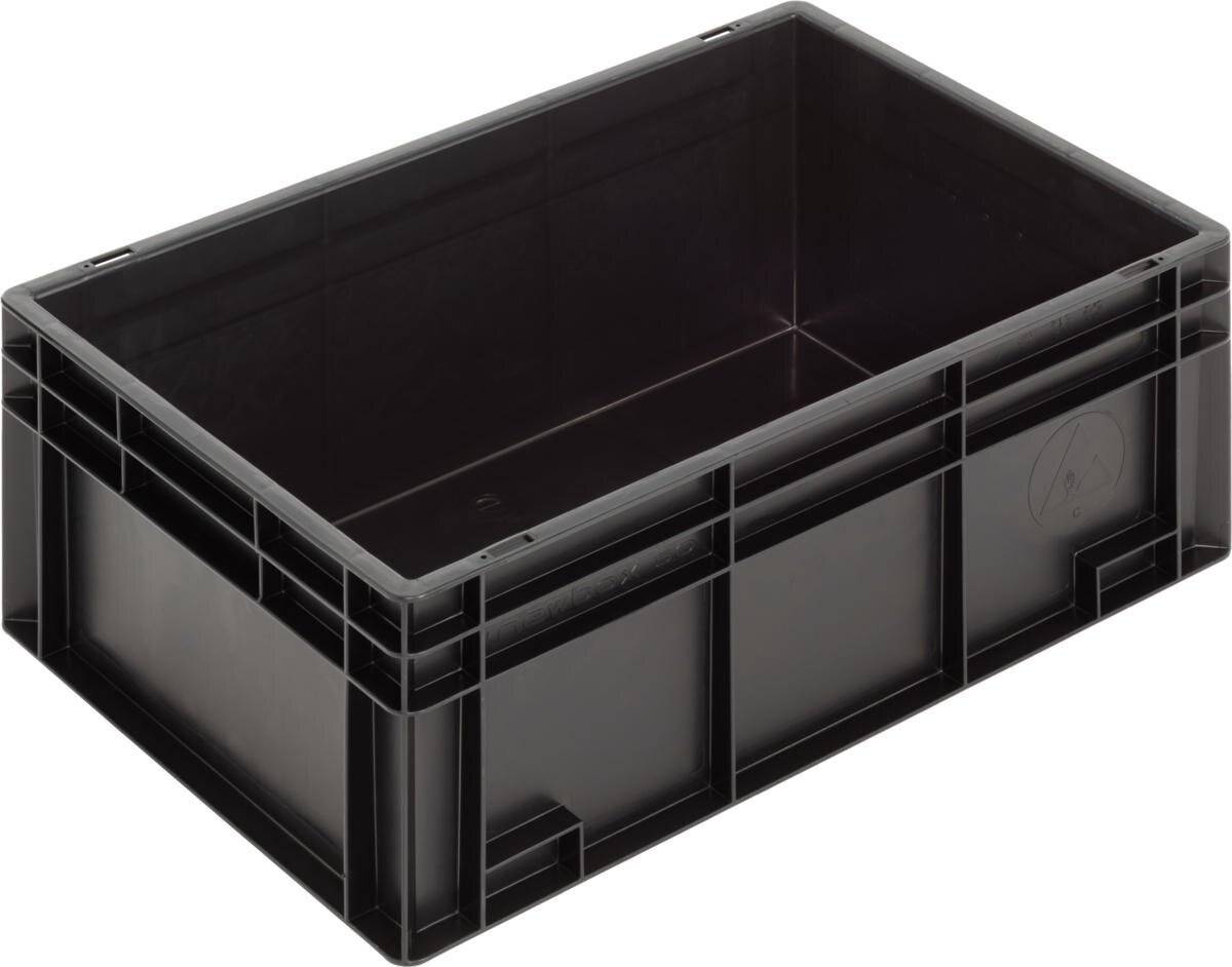 ESD Behälter New Box NB MC, Griffleisten, schwarz, 600 x 400 x 236 mm