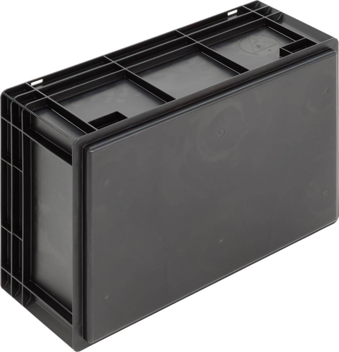 ESD Behälter New Box NB MC, Griffleisten, schwarz, 600 x 400 x 236 mm