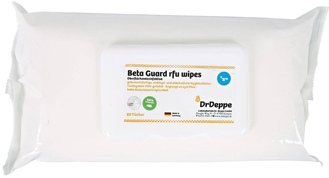 Flächendesinfektionstuch BetaGuard RFU, Zellulose alkoholfrei, 20x20cm, Inhalt: 80 Stück