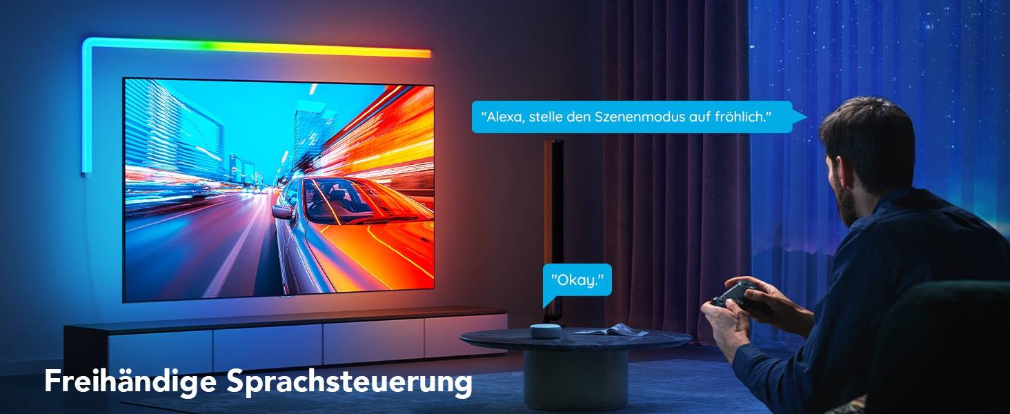 GOVEE LED-Wandleuchte Glide Wall Light (4+1), EEK: G, smart, RGB, dimmbar, weiß