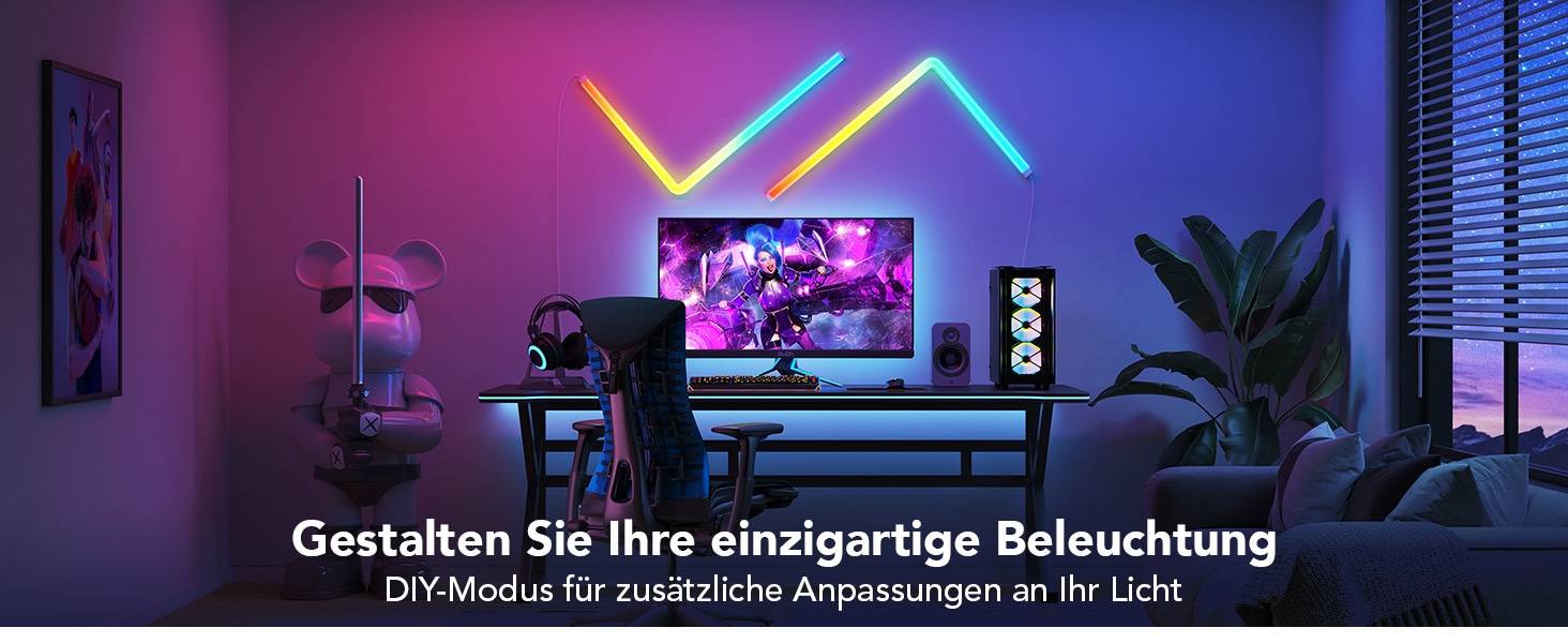 GOVEE LED-Wandleuchte Glide Wall Light (4+1), EEK: G, smart, RGB, dimmbar, weiß