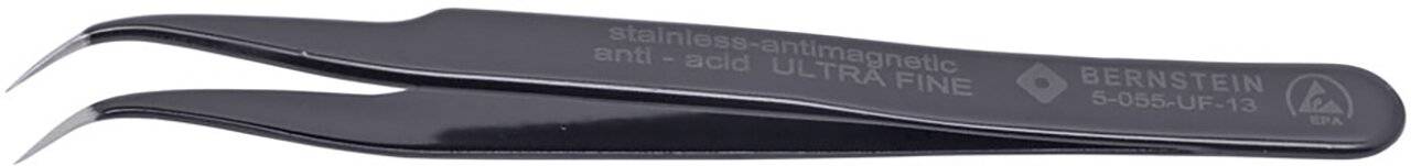 ESD SMD Pinzette ULTRA FINE 120mm Form 7a Edelstahl Winkel 40° sehr spitz ableitfähig