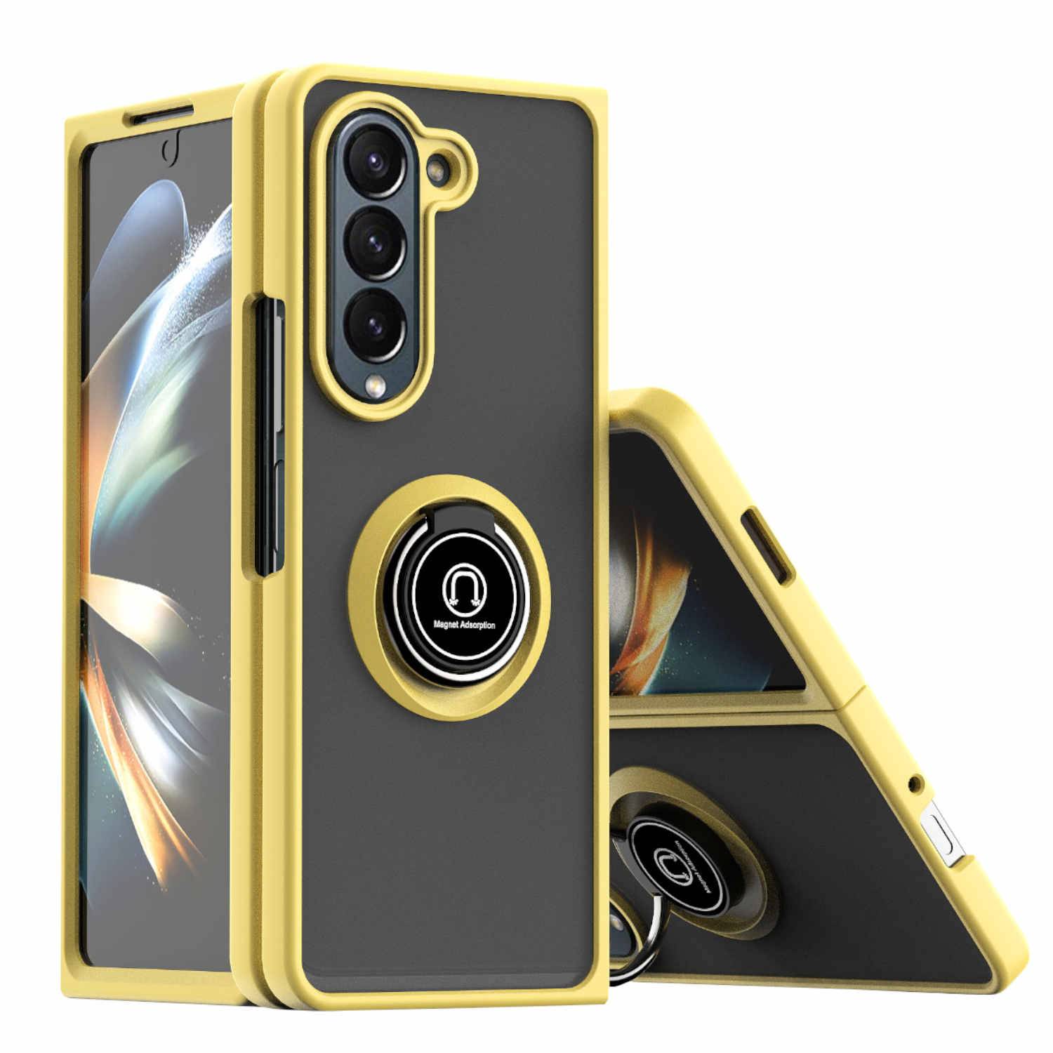Für Samsung Galaxy Z Fold5 5G Ring Magnet Handy Tasche Hülle Gelb