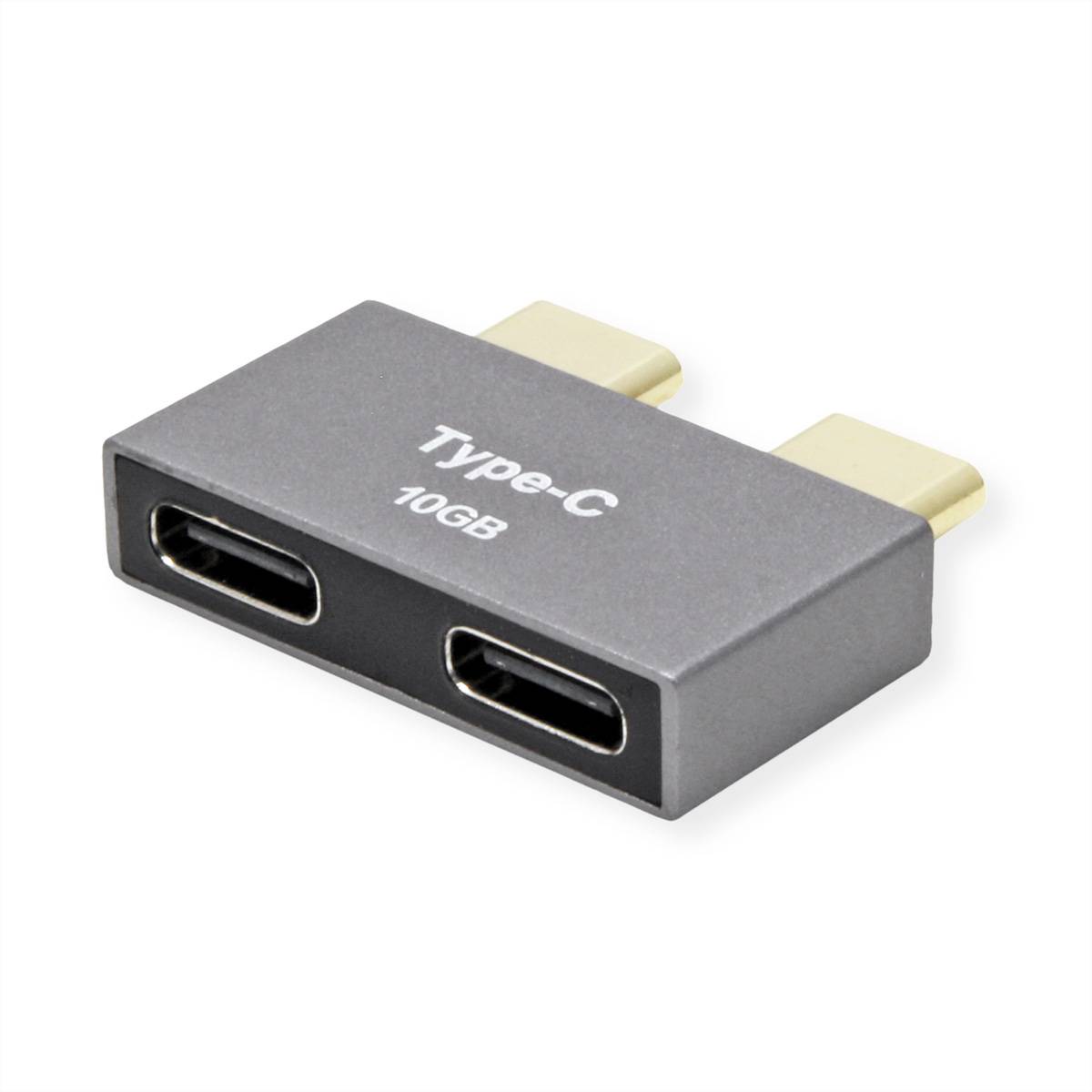 ROLINE USB 3.2 Gen 2 Adapter, 2x USB Typ C - 2x Typ C, ST/BU, silberfarben