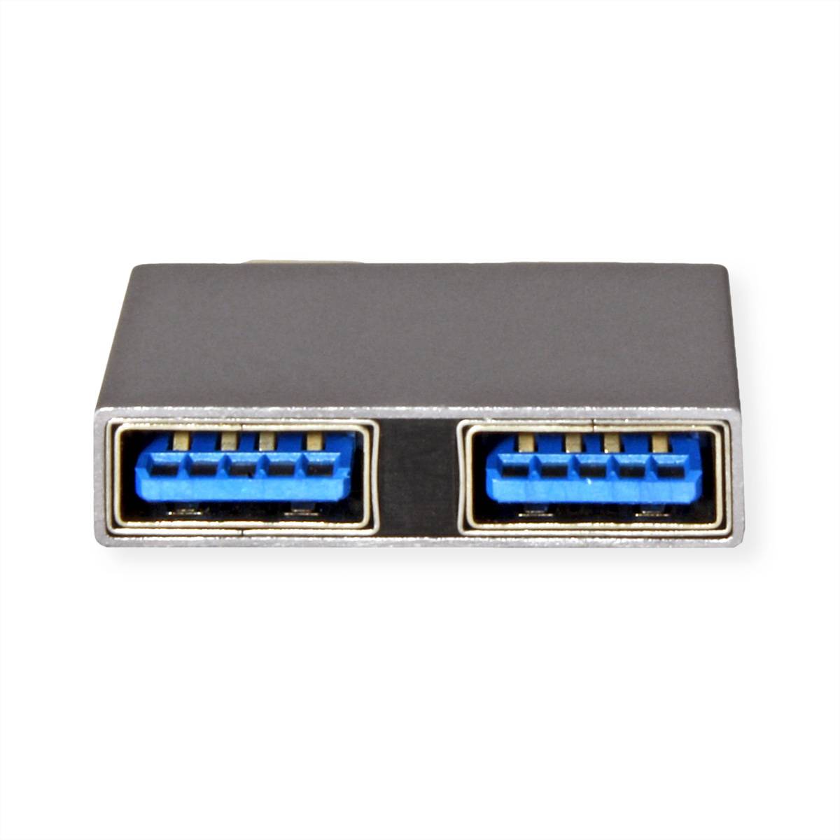 ROLINE USB 3.2 Gen 2 Adapter, 2x USB Typ C - 2x Typ A, ST/BU, silberfarben