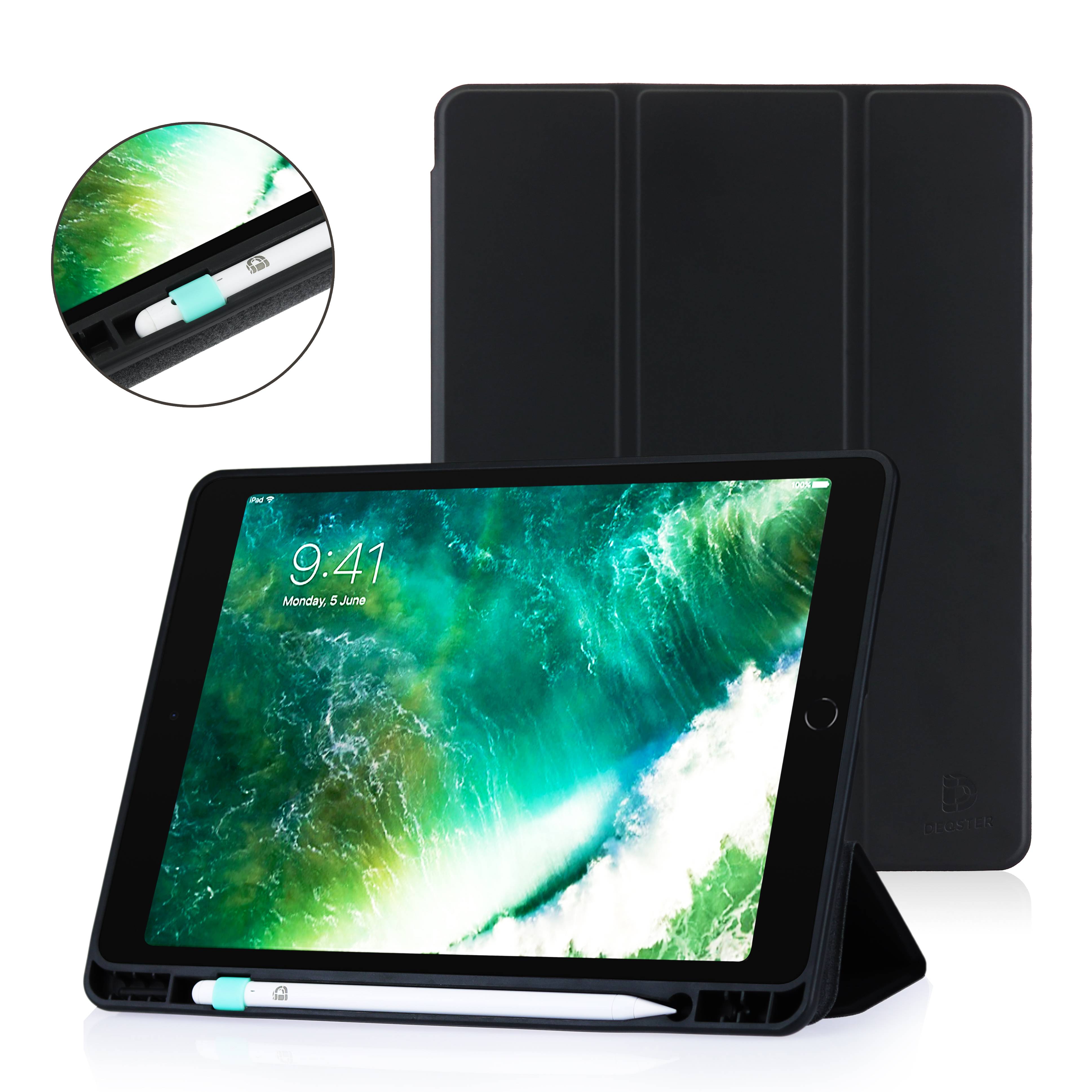DEQSTER - Slim Case 10.9"" - für iPad 10te Gen. - Schutzhülle - mit Stifthalter, schlank, schmal, dünn, schwarz, Schutz