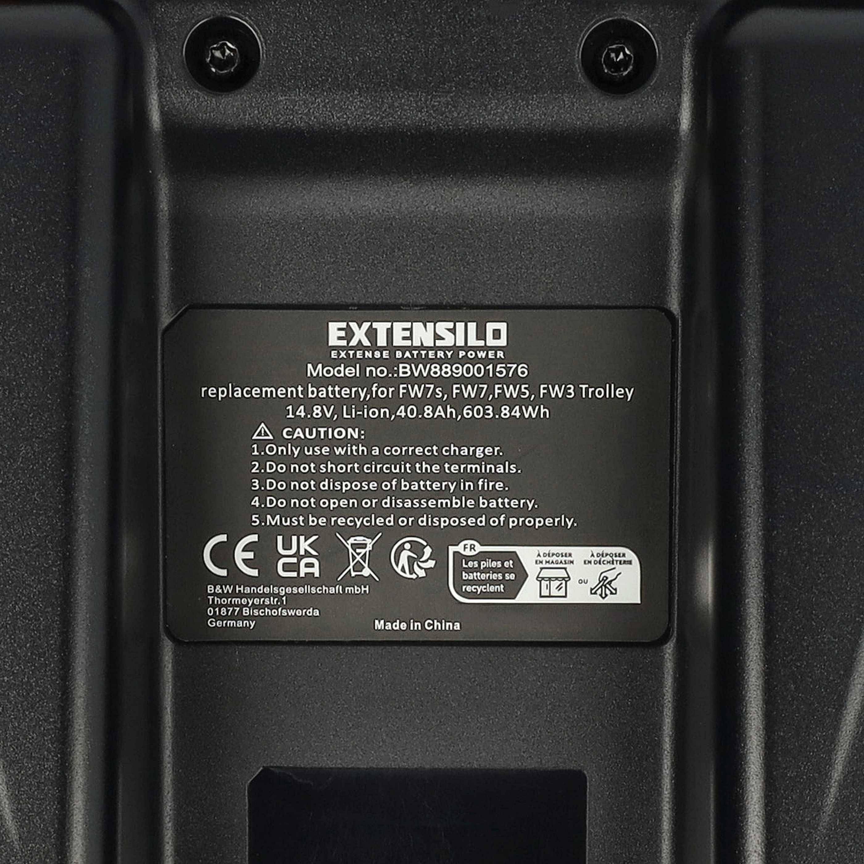 EXTENSILO Akku kompatibel mit Powakaddy Freeway Digital II Elektro-Trolley Caddy (40800 mAh, 14,8 V, Li-Ion, inkl. Ladegerät)