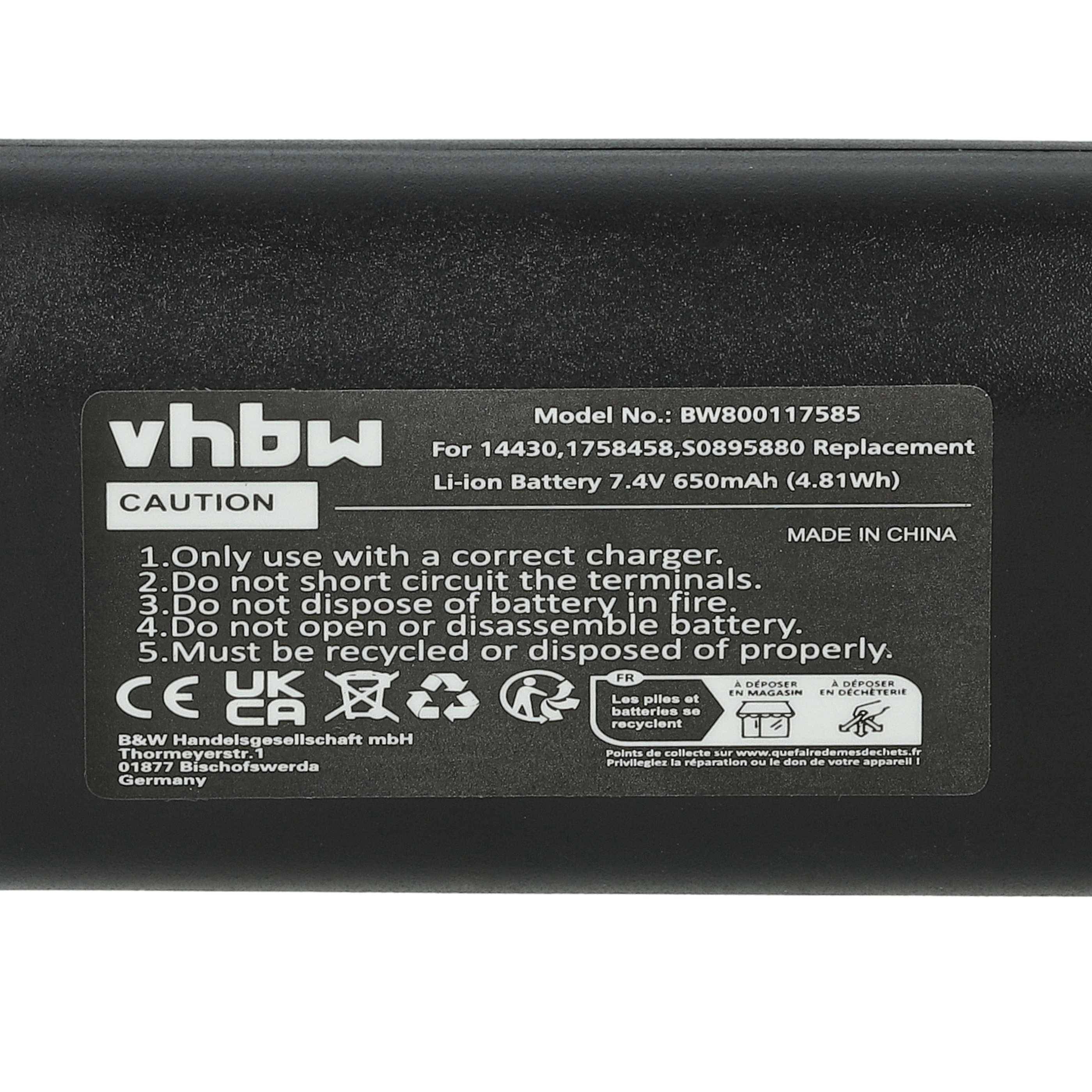 vhbw 2x Akku kompatibel mit Rhino 5200 Drucker Kopierer Scanner Etiketten-Drucker (650 mAh, 7,4 V, Li-Ion)