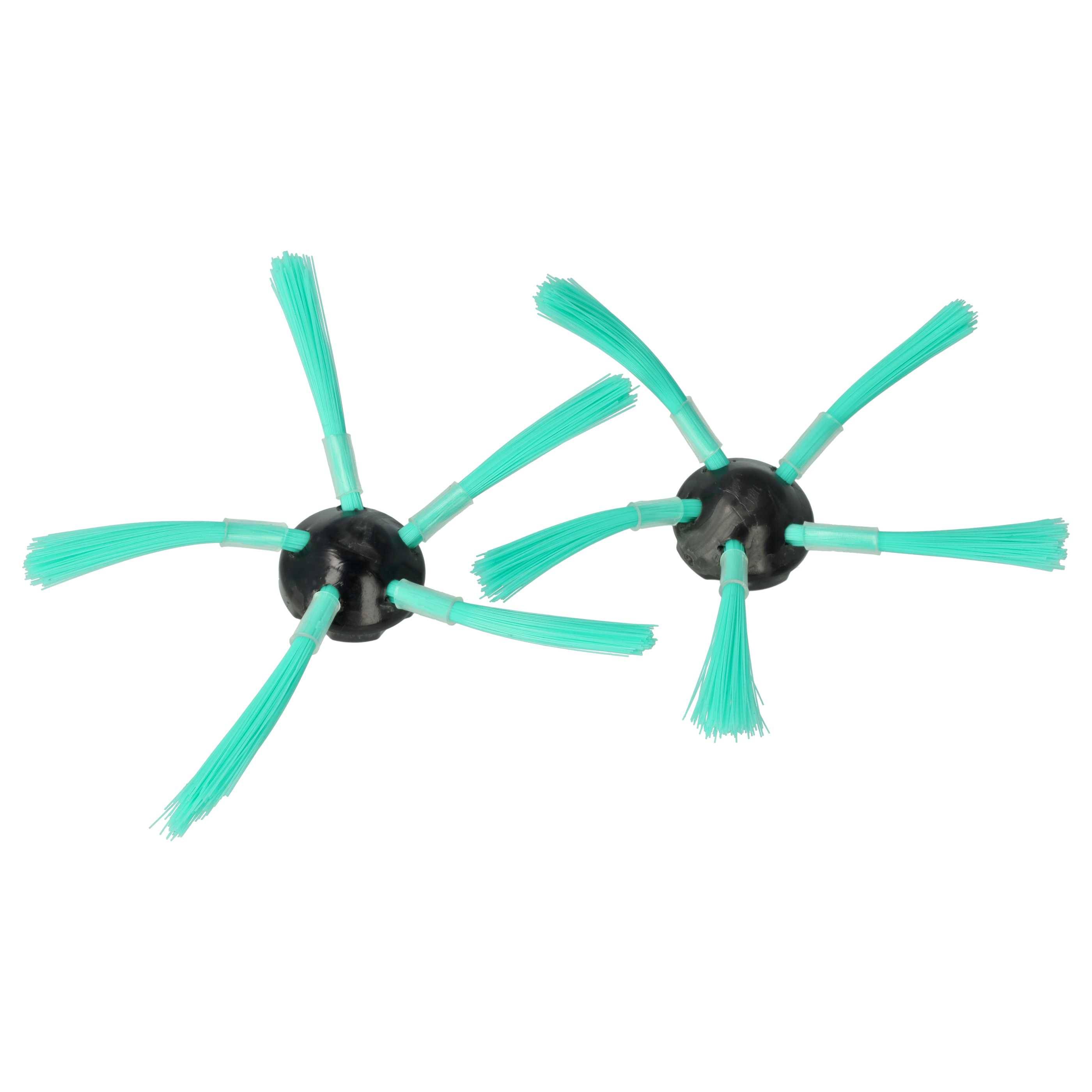 vhbw 2x Seitenbürste kompatibel mit Vorwerk Kobold VR-7, VR7 Saugroboter - Reinigungsbürsten Set, schwarz / grün