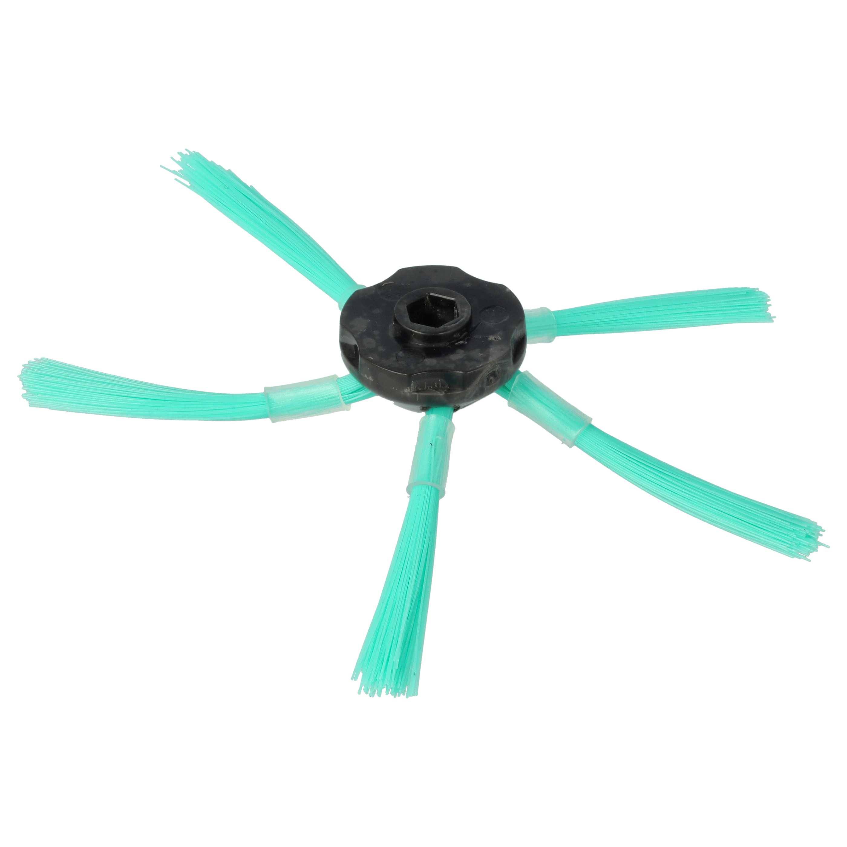 vhbw 2x Seitenbürste kompatibel mit Vorwerk Kobold VR-7, VR7 Saugroboter - Reinigungsbürsten Set, schwarz / grün