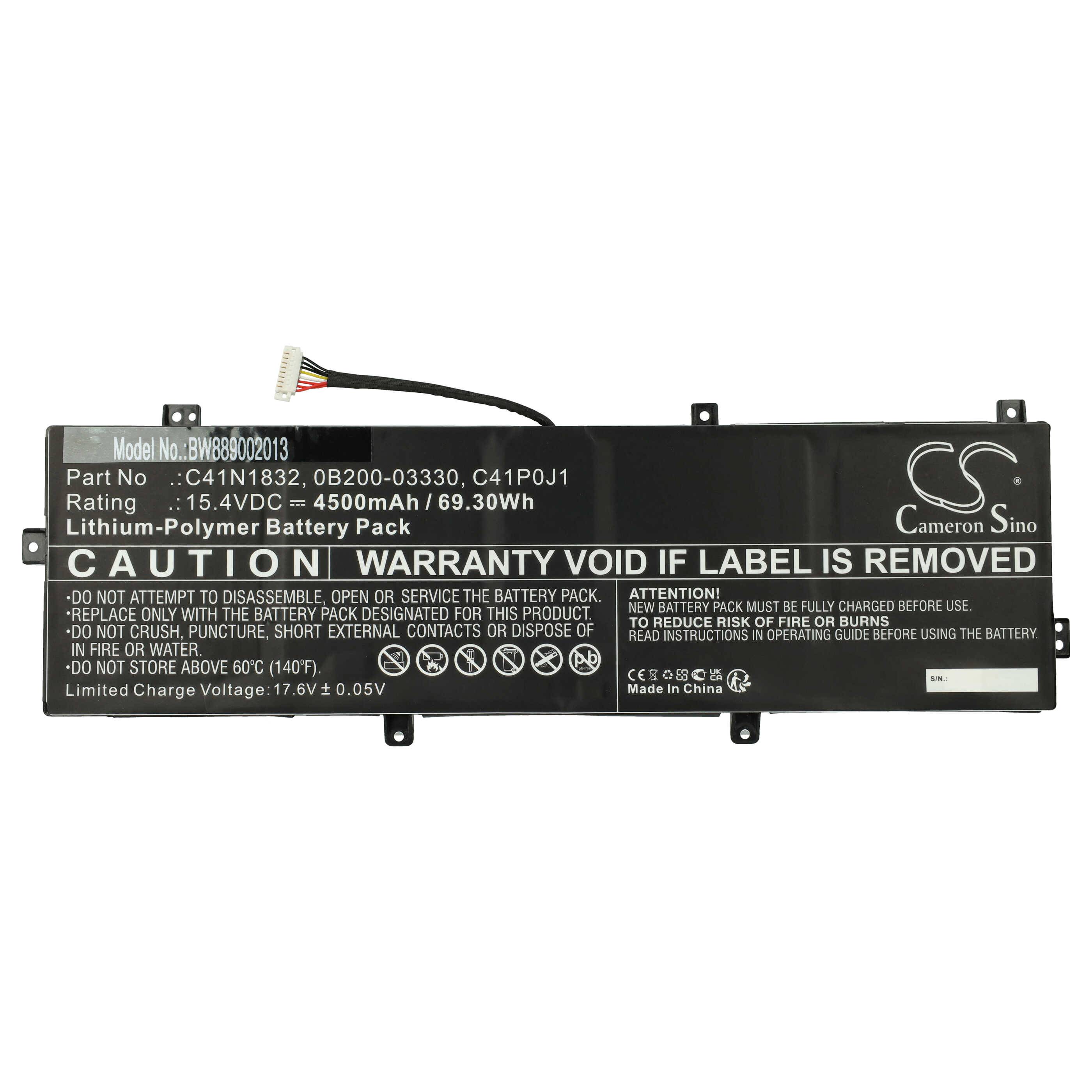 vhbw Akku Ersatz für Asus 0B200-03630000, 0B200-03330, 0B200-03330100 für Notebook (4500 mAh, 15,4 V, Li-Polymer)