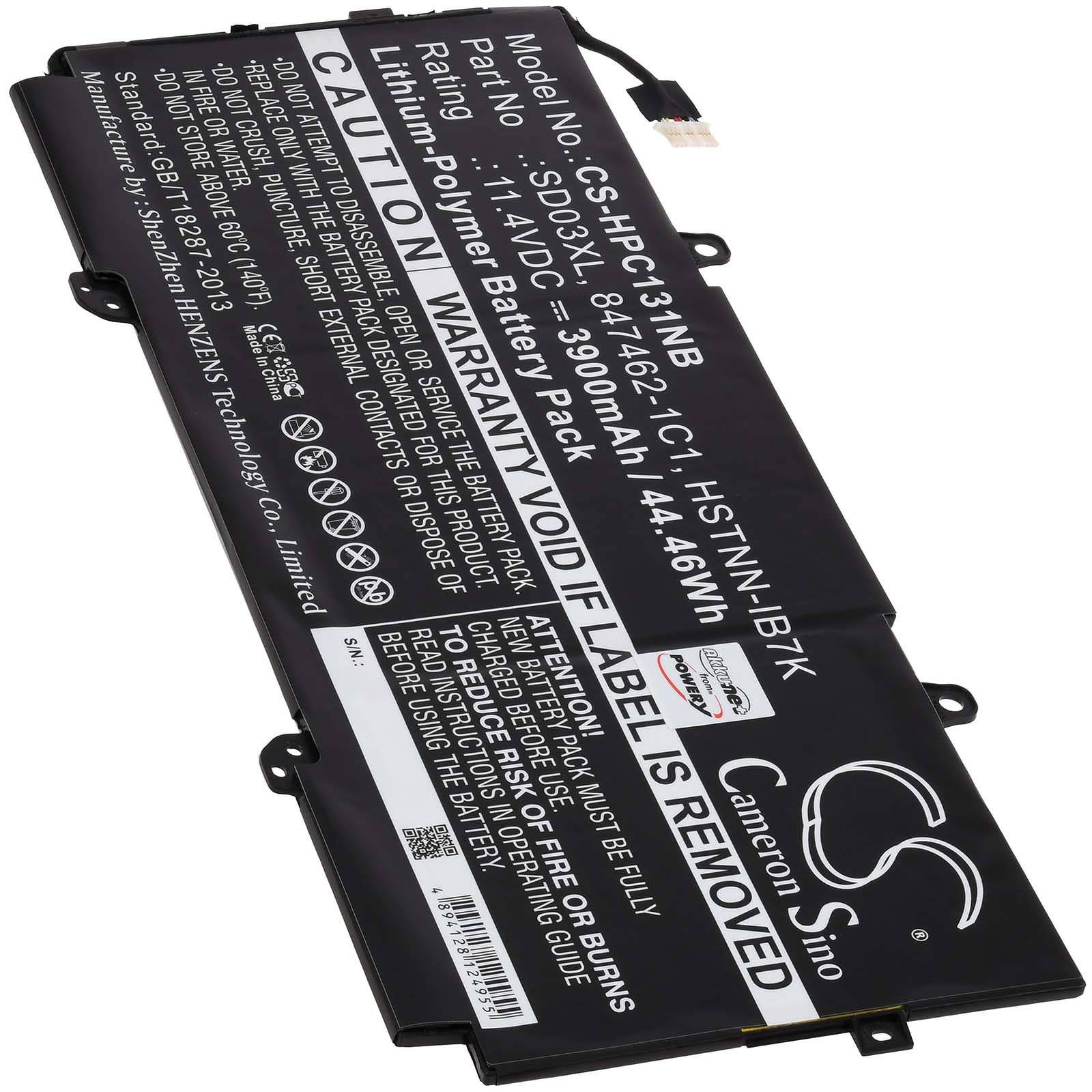 Powery Akku für Laptop HP Chromebook 13 G1-Y1E95UC, 11,4V, Li-Polymer