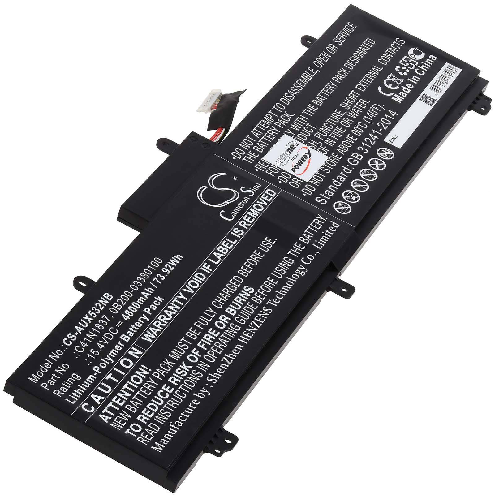 Powery Akku für Laptop Asus ROG ZEPHYRUS M GU502GV, 15,4V, Li-Polymer