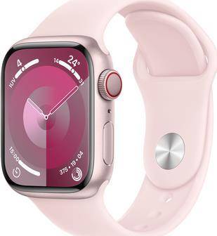 APPLE Watch Series 9 GPS + Cellular 41mm Pink Aluminium Case with Light Pink Sport Band