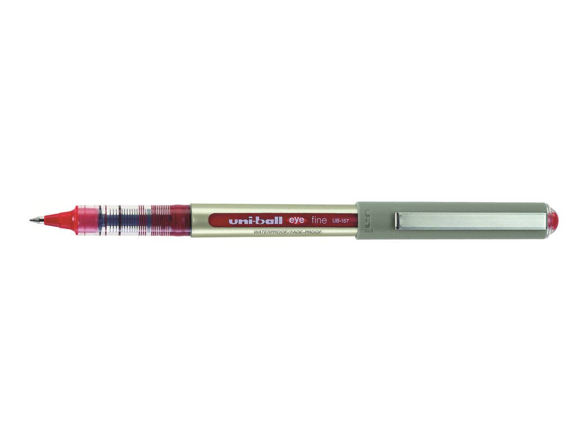 uni-ball eye fine UB-157E Tintenroller silber 0,4 mm, Schreibfarbe: rot, 12 St.