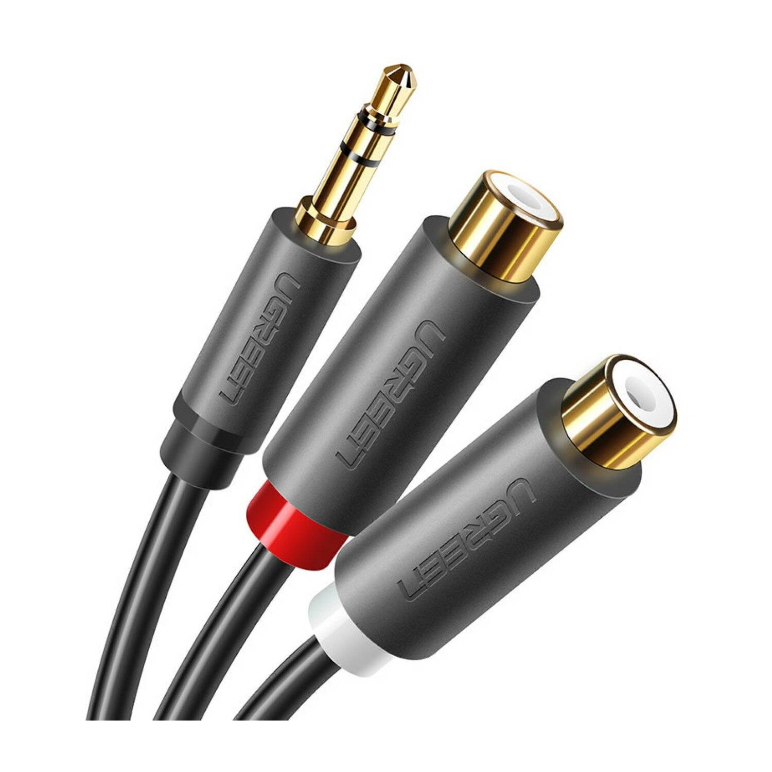 Ugreen Audioadapter Klinke 3,5 mm Stecker auf 2 x RCA Buchse Kabel 0,25 m grau