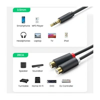 Ugreen Audioadapter Klinke 3,5 mm Stecker auf 2 x RCA Buchse Kabel 0,25 m grau Ugreen Audioadapter Klinke 3,5 mm Stecker auf 2 x RCA Buchse Kabel 0,25 m grau