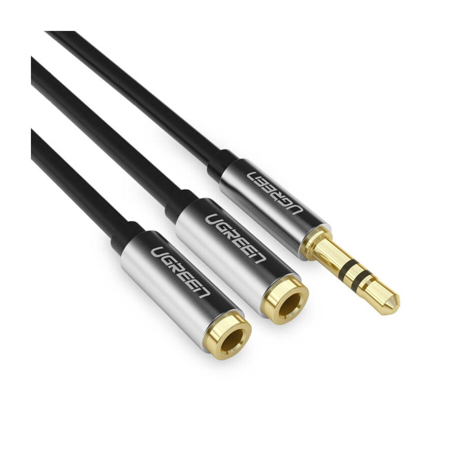 Ugreen AV123 Kopfhörerkabel 3,5 mm Miniklinke (männlich)  2x 3,5 mm Miniklinke (weiblich)  Schwarz