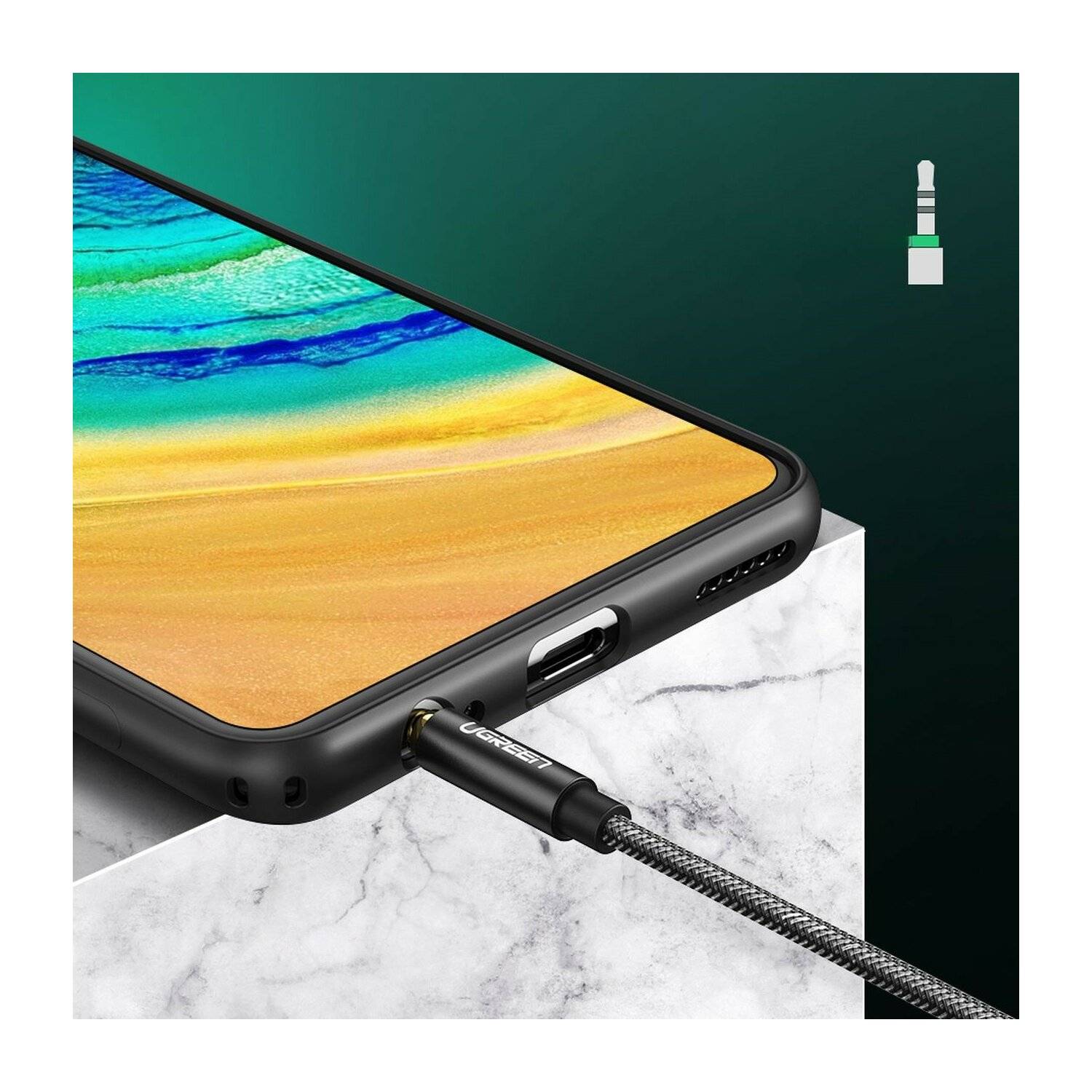 Ugreen AV123 Kopfhörerkabel 3,5 mm Miniklinke (männlich)  2x 3,5 mm Miniklinke (weiblich)  Schwarz