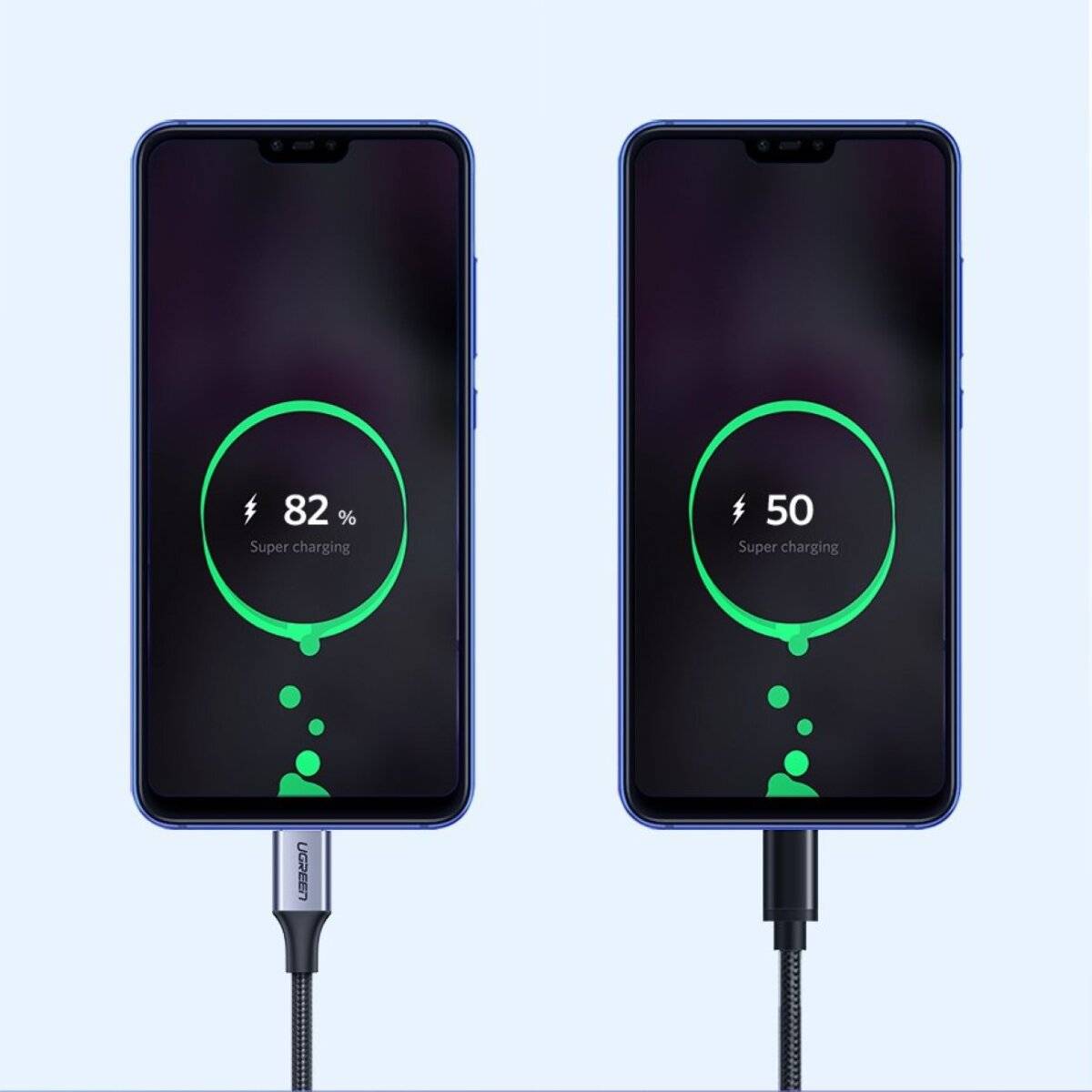 Ugreen US288 60128 USB-A / USB-C QC 3.0 3A 2m Kabel - Grau