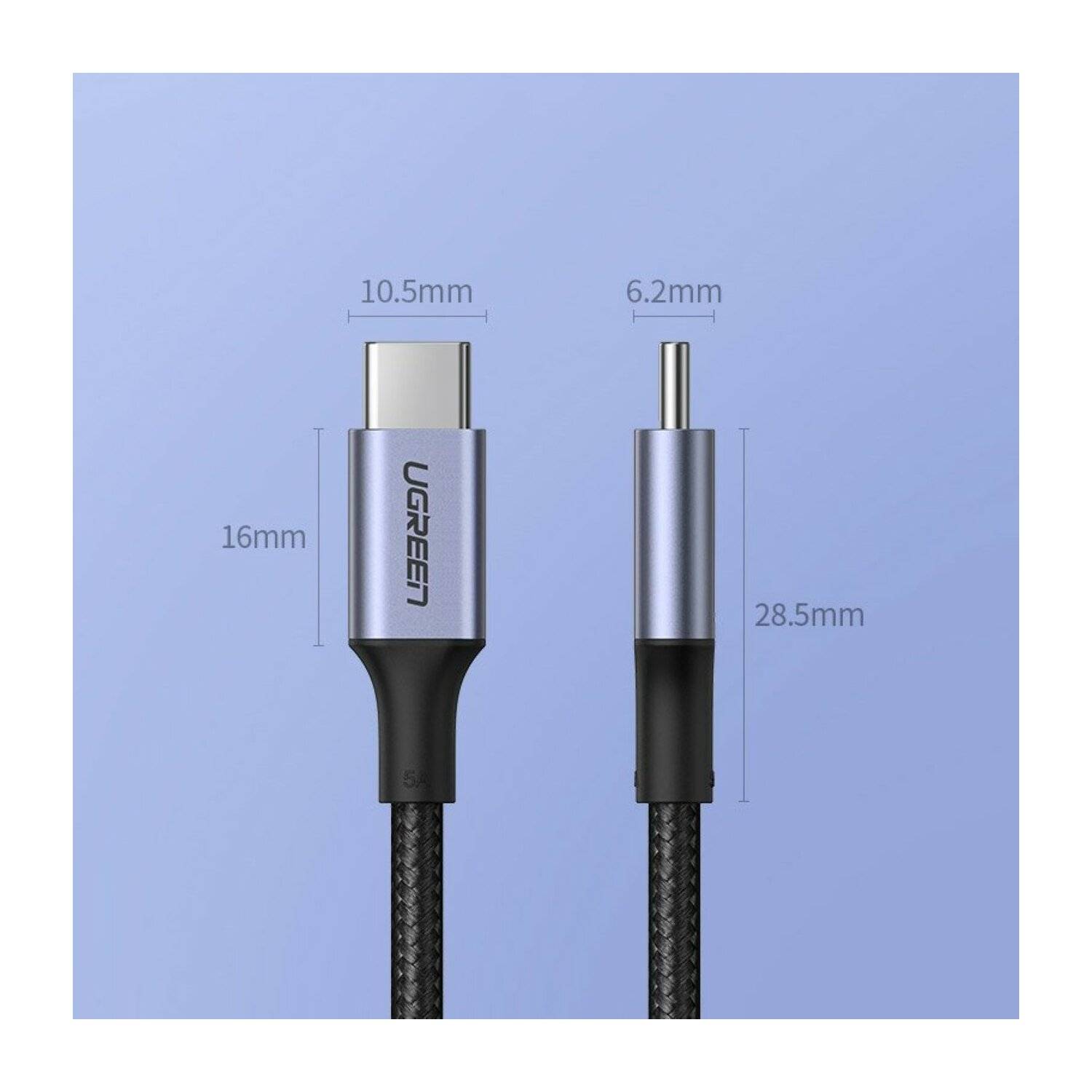 Ugreen Kabel USB Typ C - USB Typ C 5 A 100 W Power Delivery Quick Charge 3.0 FCP 480 Mbps Kabel grau 1m
