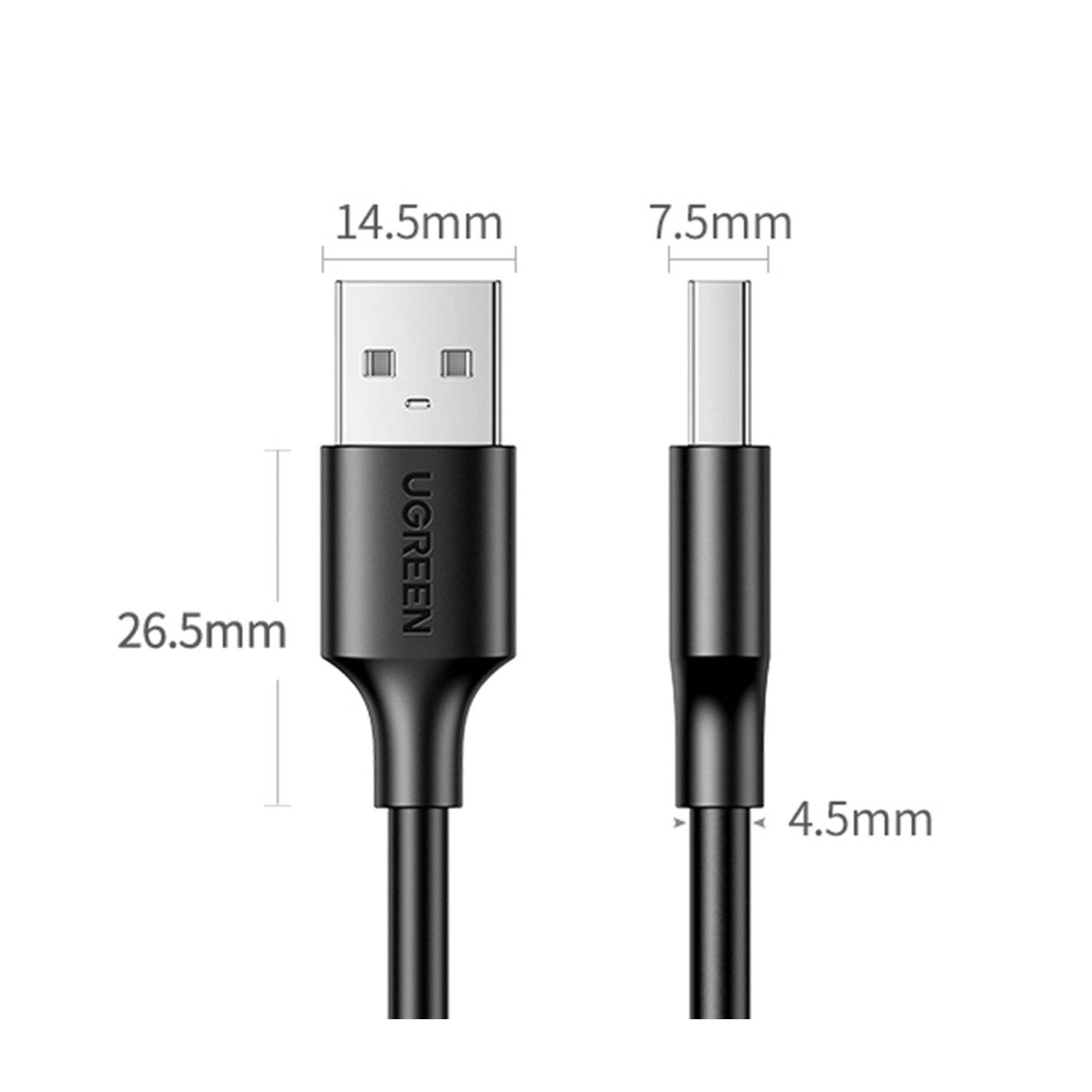 Ugreen USB-Kabel - USB 2.0 480Mbps schwarz 1,5m