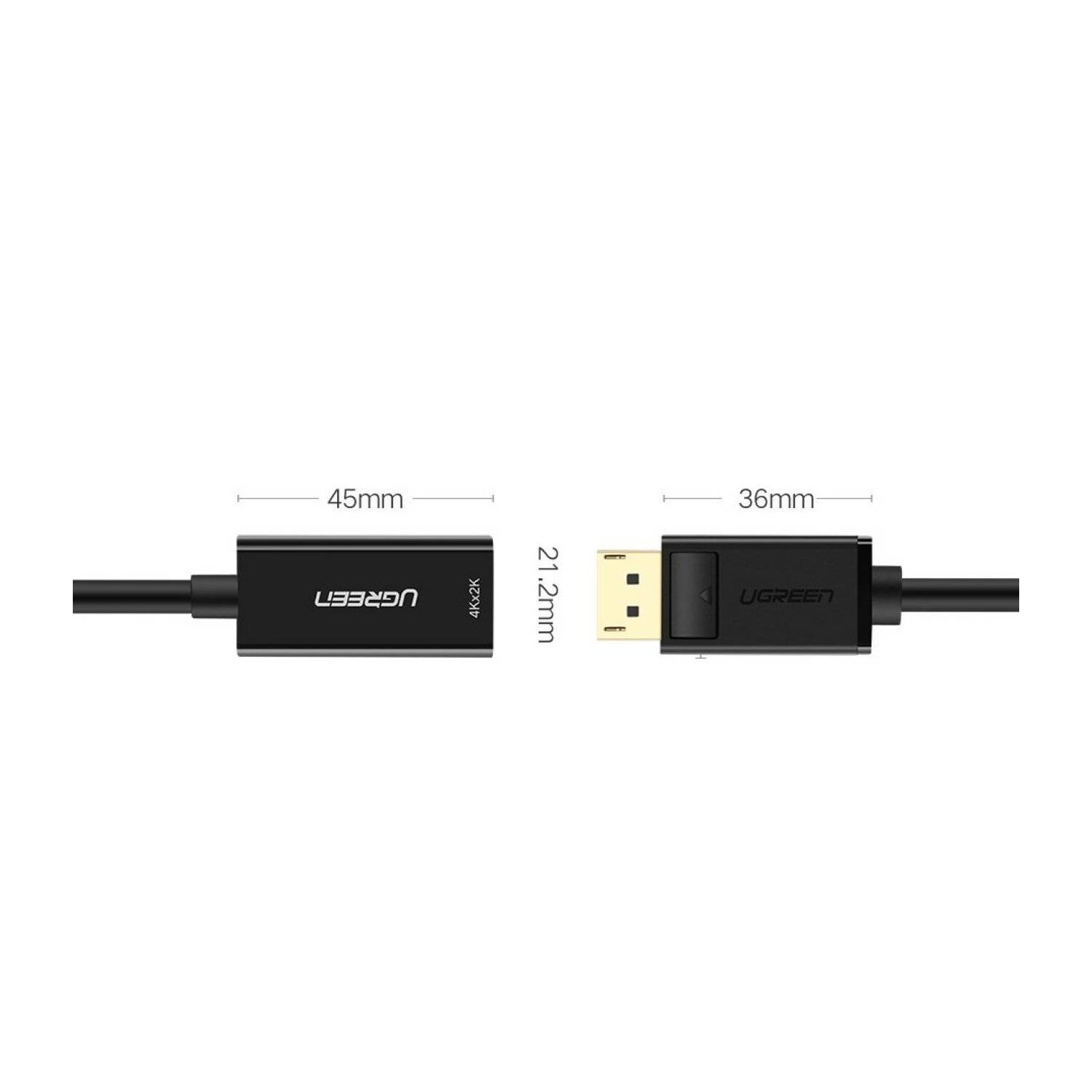 Ugreen Kabel von DisplayPort (männlich) auf HDMI (weiblich) (unidirektional) 1080P 60Hz 12bit Schwarz (40362)
