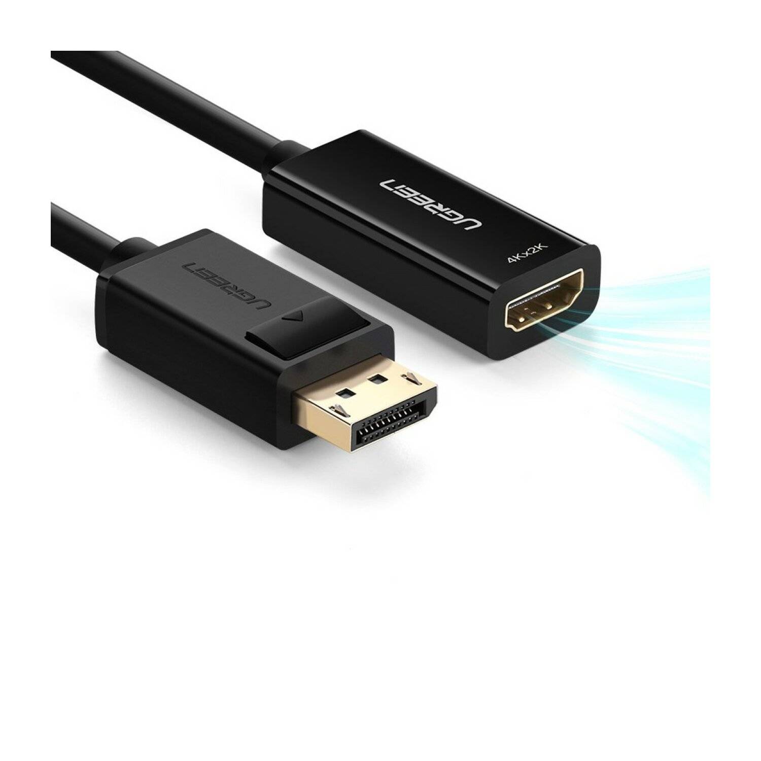 Ugreen Kabel von DisplayPort (männlich) auf HDMI (weiblich) (unidirektional) 1080P 60Hz 12bit Schwarz (40362)