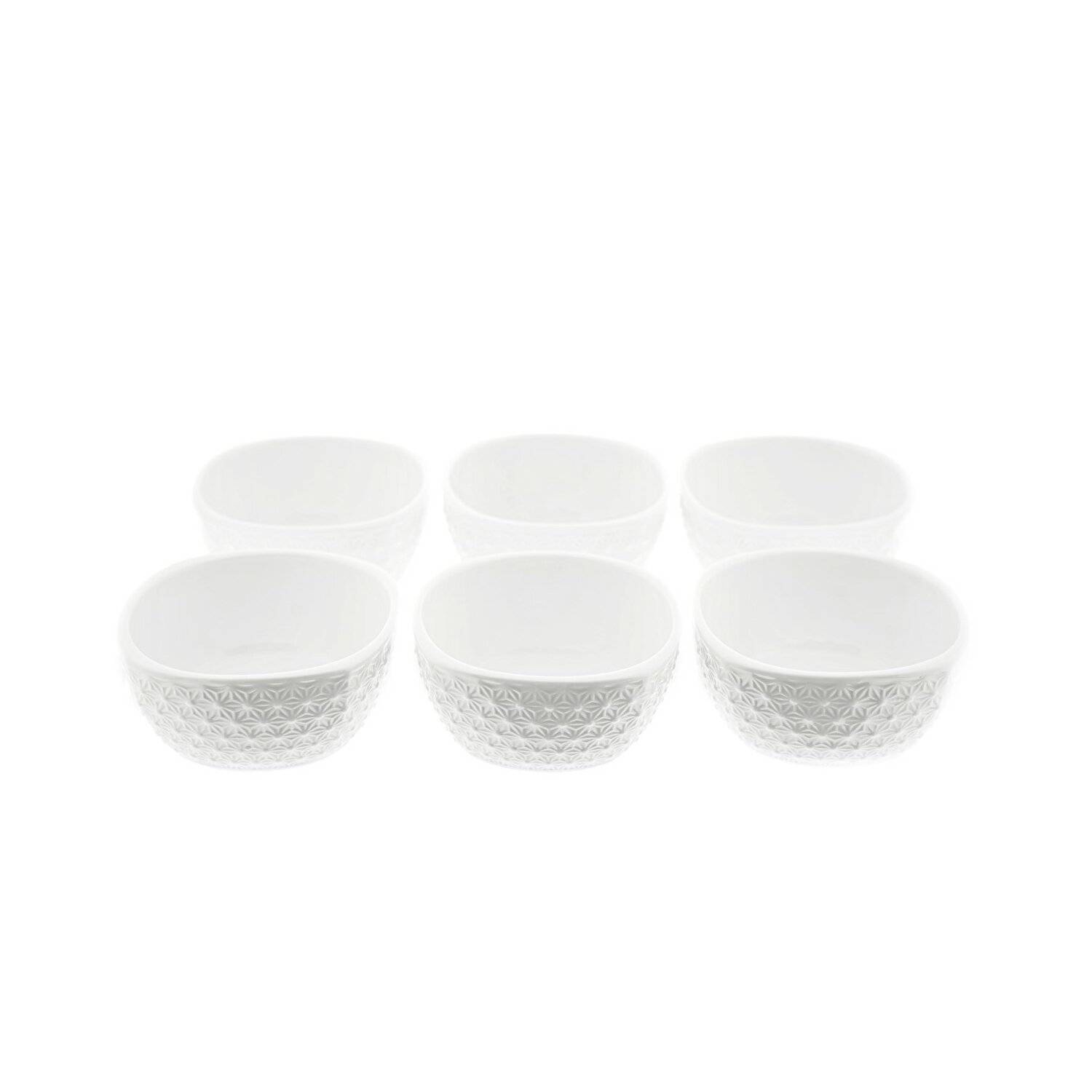 Almina 6er Snackschalen-Set aus Porzellan Servierschale mit Muster Weiß 200 ml Motiv 1