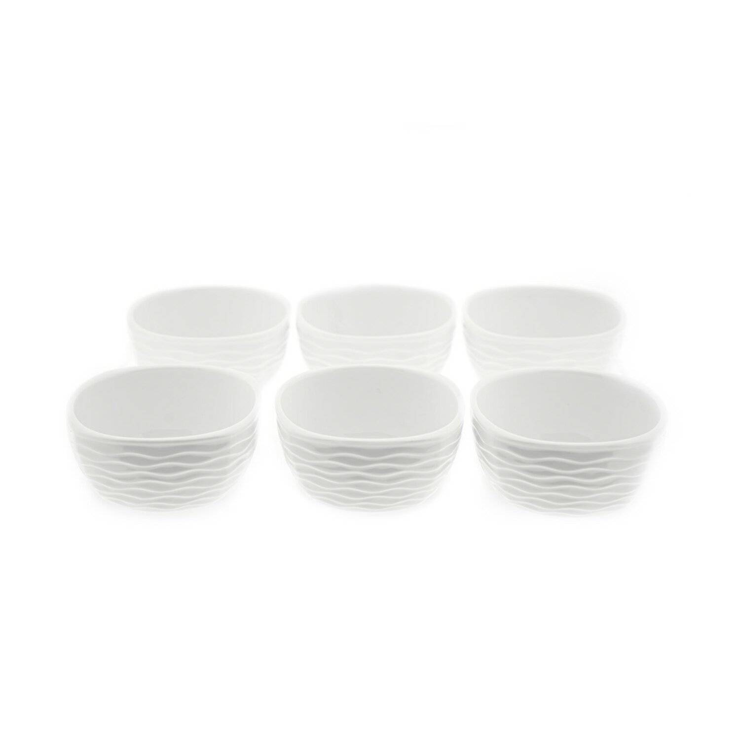 Almina 6er Snackschalen-Set aus Porzellan Servierschale mit Muster Weiß 200 ml Motiv 3