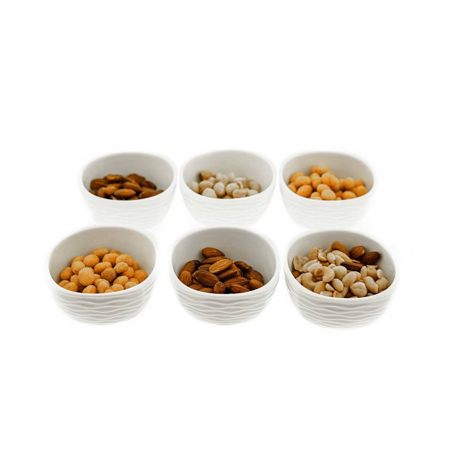 Almina 6er Snackschalen-Set aus Porzellan Servierschale mit Muster Weiß 200 ml Motiv 3