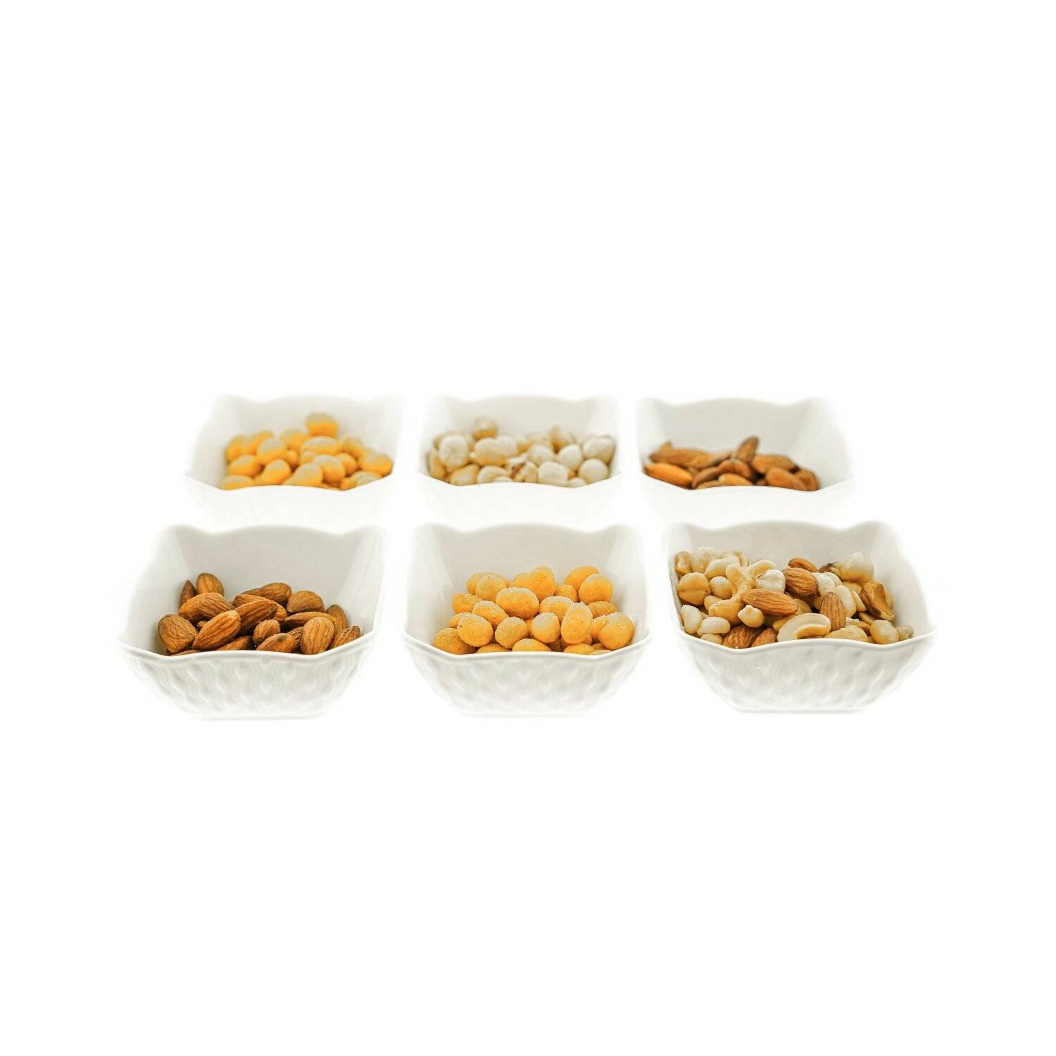 Almina 6er Snackschalen-Set aus Porzellan Servierschale mit Muster Weiß 200 ml Motiv 2
