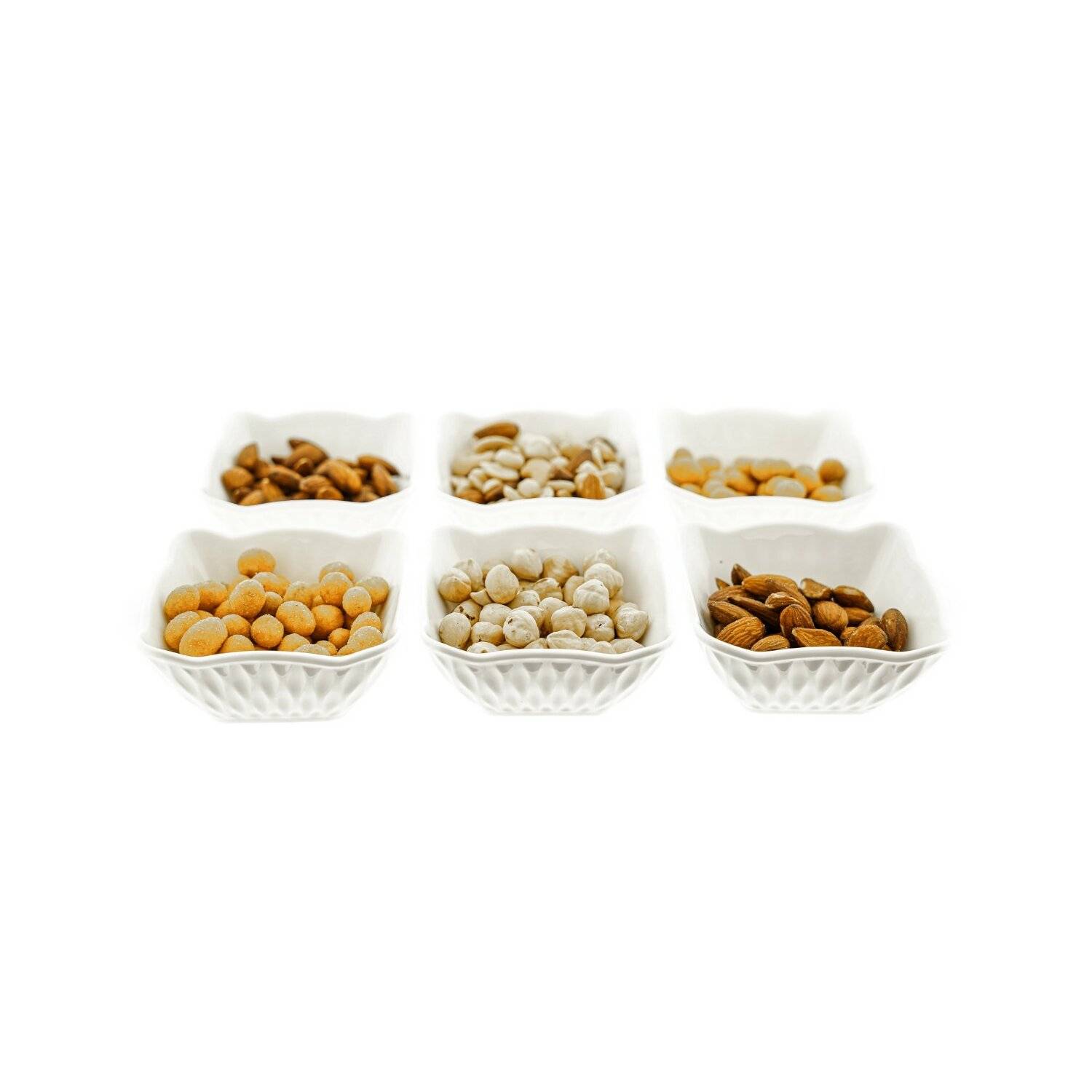 Almina 6er Snackschalen-Set aus Porzellan Servierschale mit Muster Weiß 200 ml Motiv 5