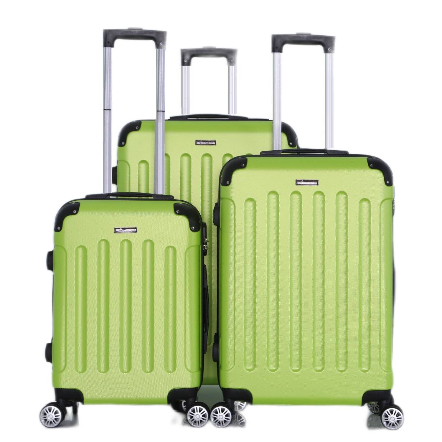 Reisekoffer Koffer 3 tlg Hartschale Trolley Set Kofferset Handgepäck Gepäck Reisetasche Light Grün