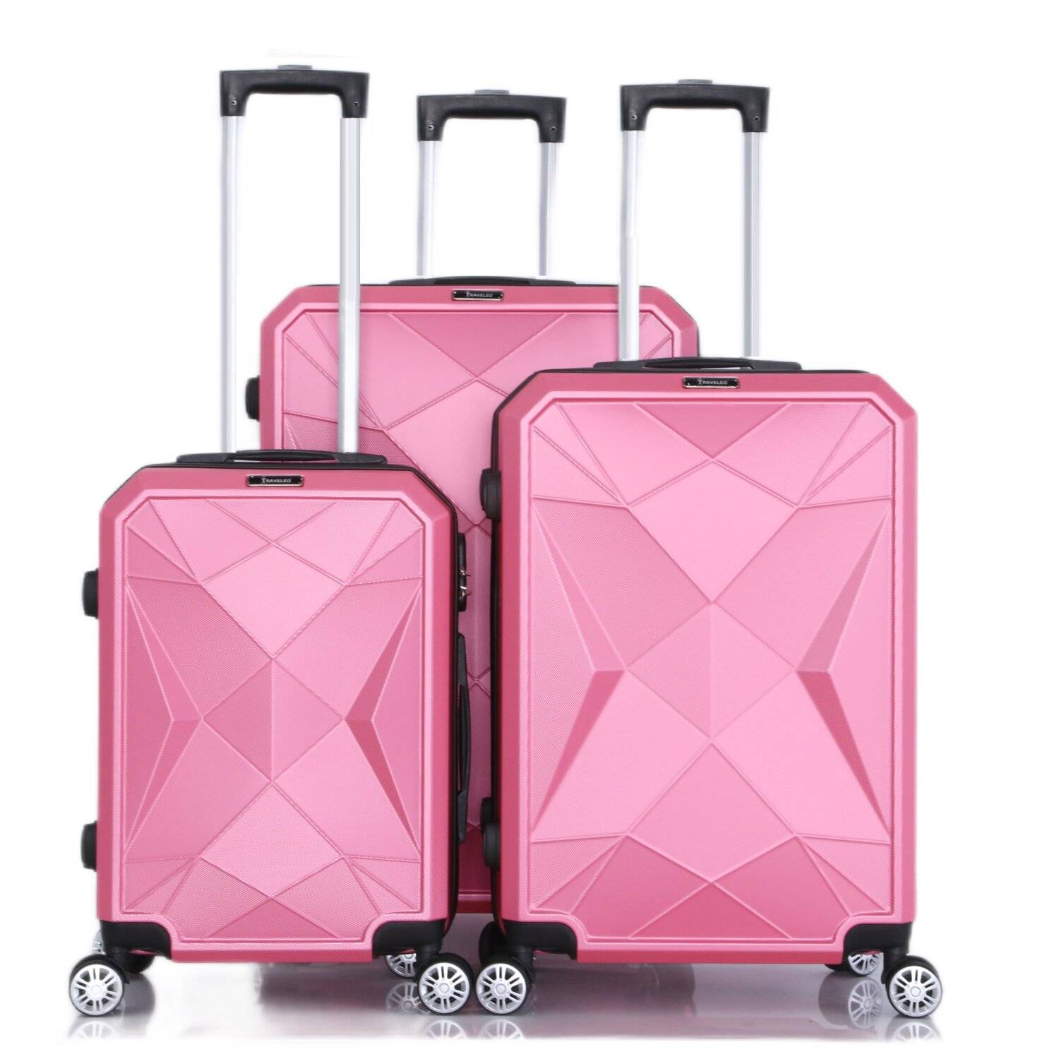 Reisekoffer ABS-03 Koffer 3-teilig Hartschale Trolley Set Kofferset Handgepäck Gepäck Reisetasche Pink