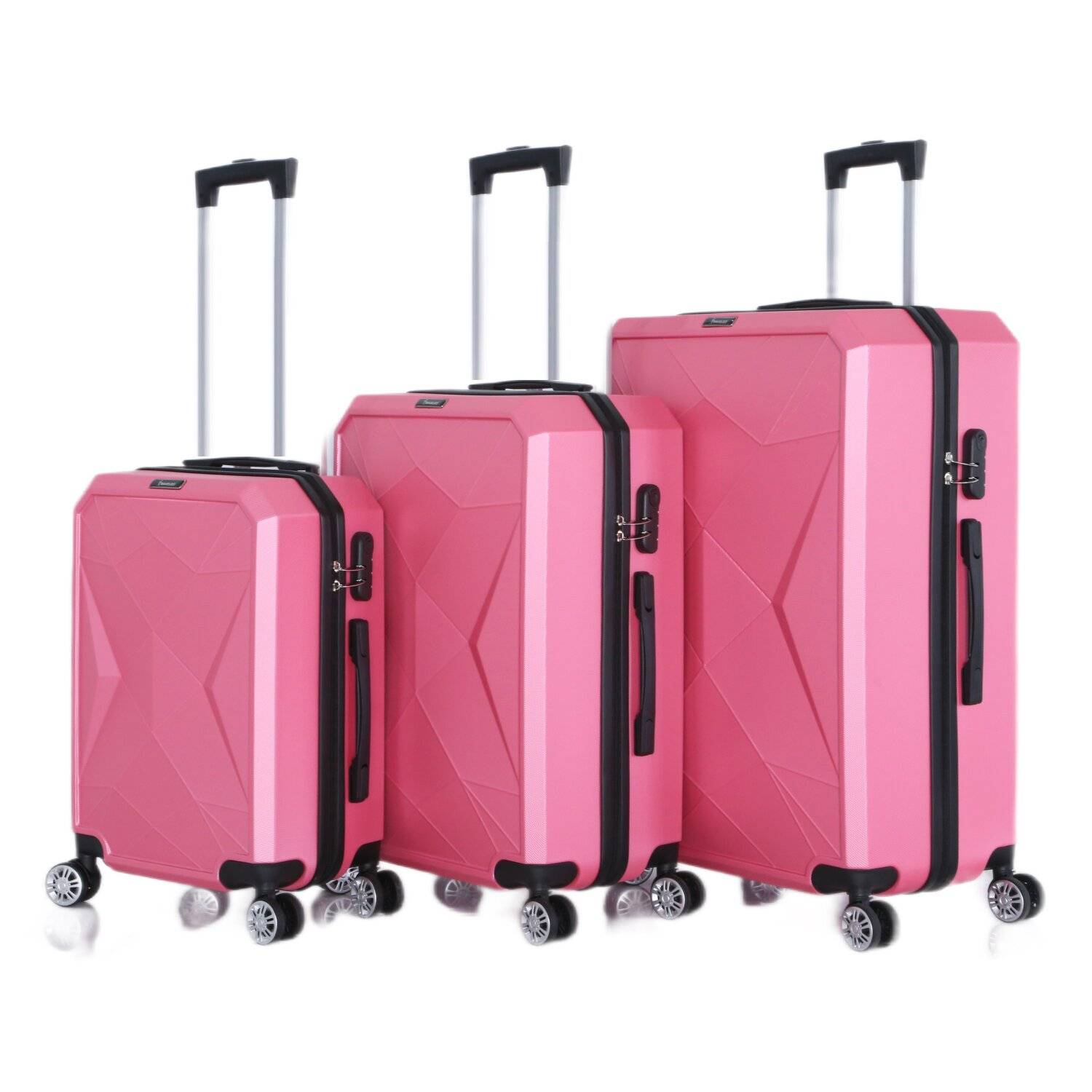 Reisekoffer ABS-03 Koffer 3-teilig Hartschale Trolley Set Kofferset Handgepäck Gepäck Reisetasche Pink