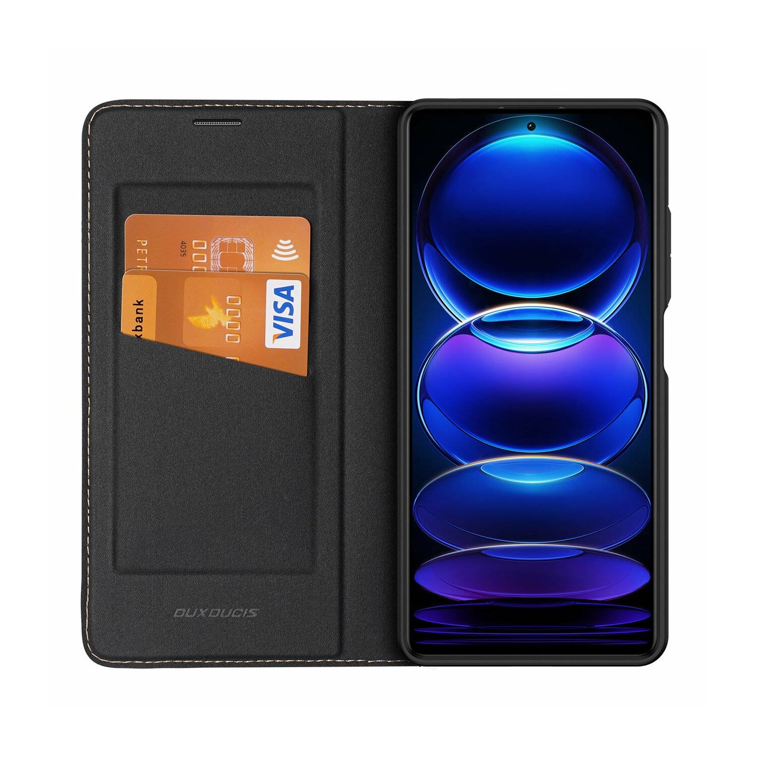 Skin X2 Hülle kompatibel mit Xiaomi Redmi Note 12 4G Flip Cover Wallet Stand schwarz