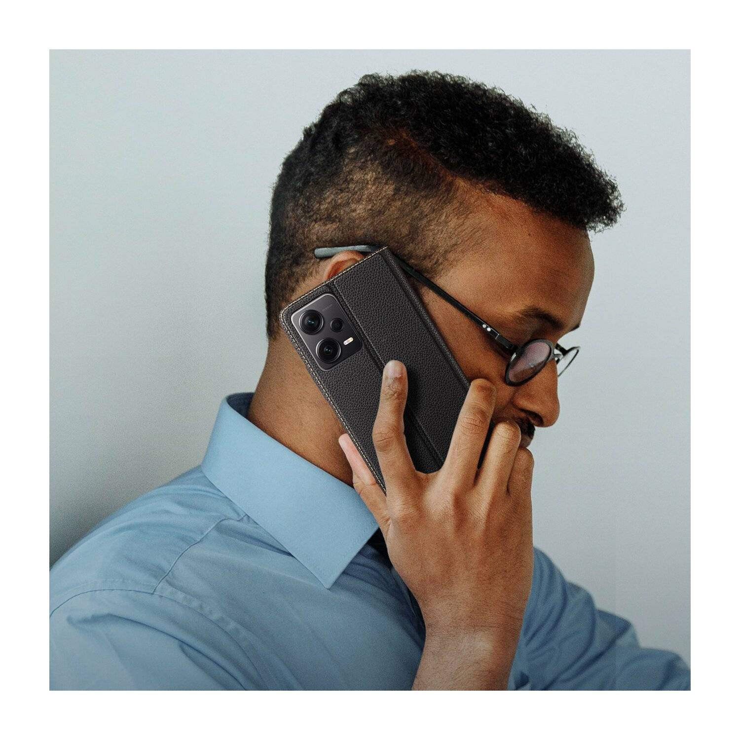 Skin X2 Hülle kompatibel mit Xiaomi Redmi Note 12 4G Flip Cover Wallet Stand schwarz