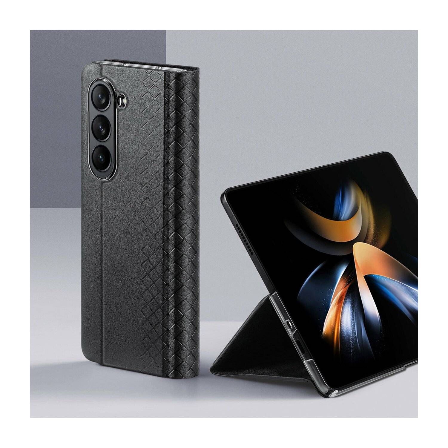 Dux Ducis Bril kompatibel mit Samsung Galaxy Z Fold5 5G Flip Ledertasche Wallet Back Cover Schwarz