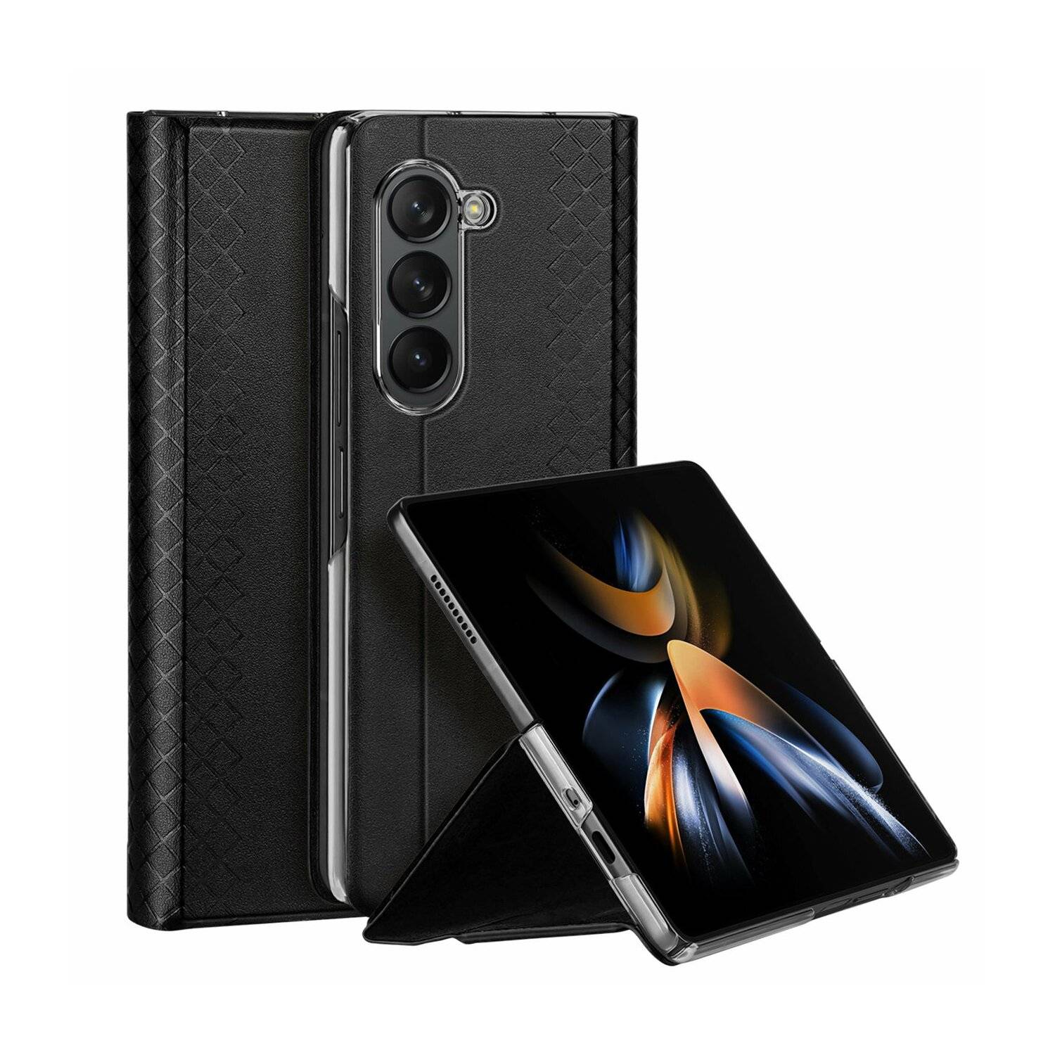 Dux Ducis Bril kompatibel mit Samsung Galaxy Z Fold5 5G Flip Ledertasche Wallet Back Cover Schwarz