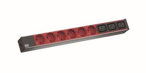 Bachmann 19" IT PDU Basic, 1 HE, 6x Schutzkontaktsteckdosen rot, 3x C19, C20 Stecker, Anschlussleitu