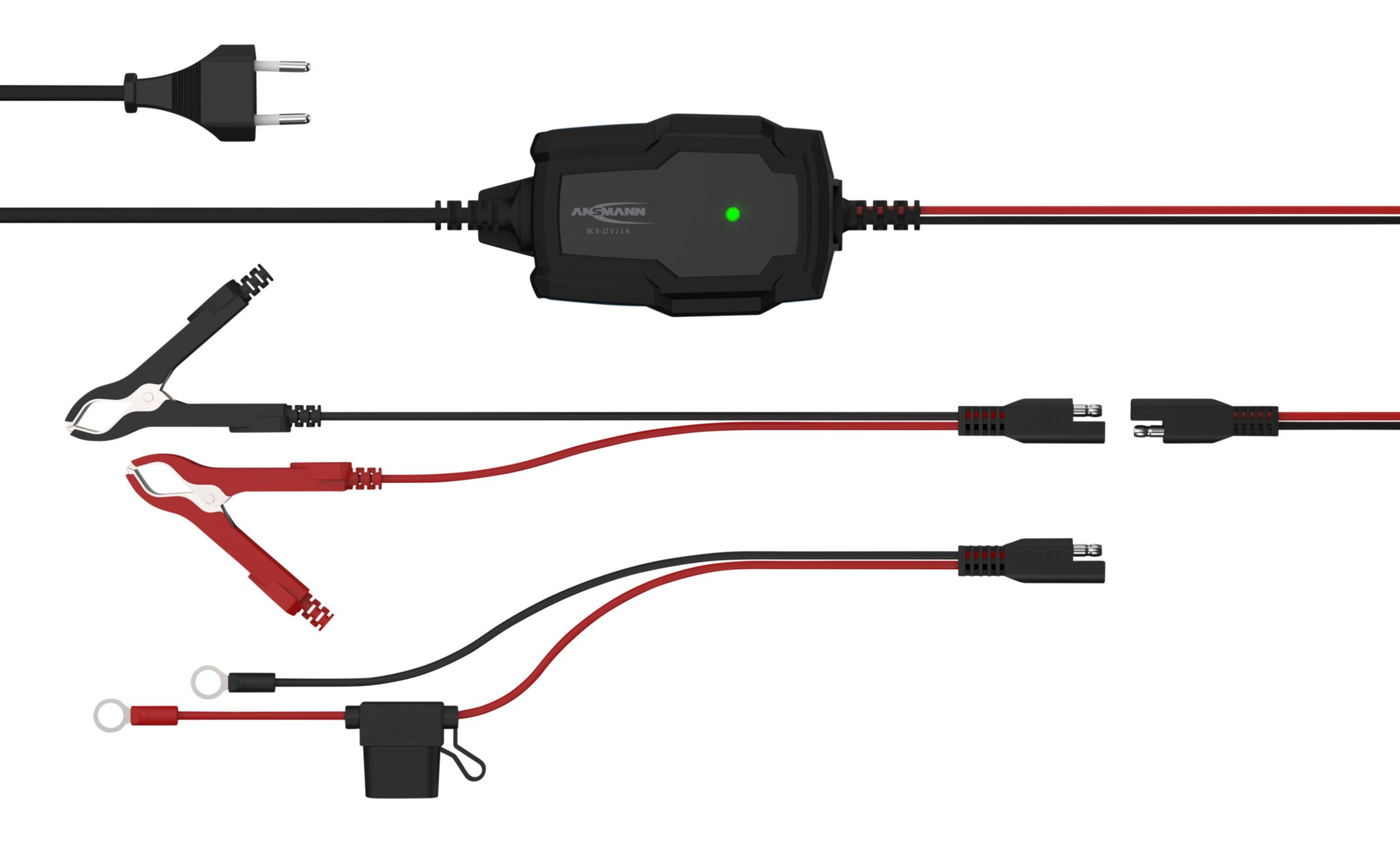 Ansmann BC 6-12V/1A 5-Stufen Kfz-Ladegerät mit automatischer Spannungserkennung für 6V und 12V Blei-Säure-, Blei-Gel- un