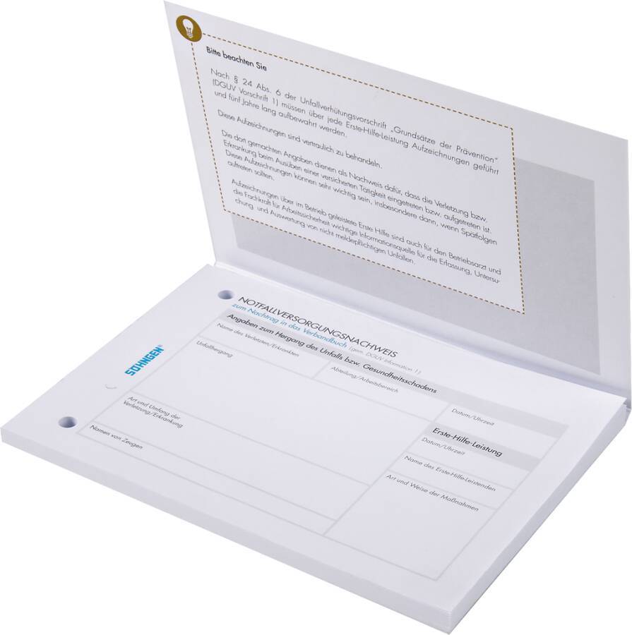 Notfallversorgungsnachweis / Meldeblock 8001019 Ausführung A6 bestehend aus Notfallversorgungsnachweis 50 Blatt