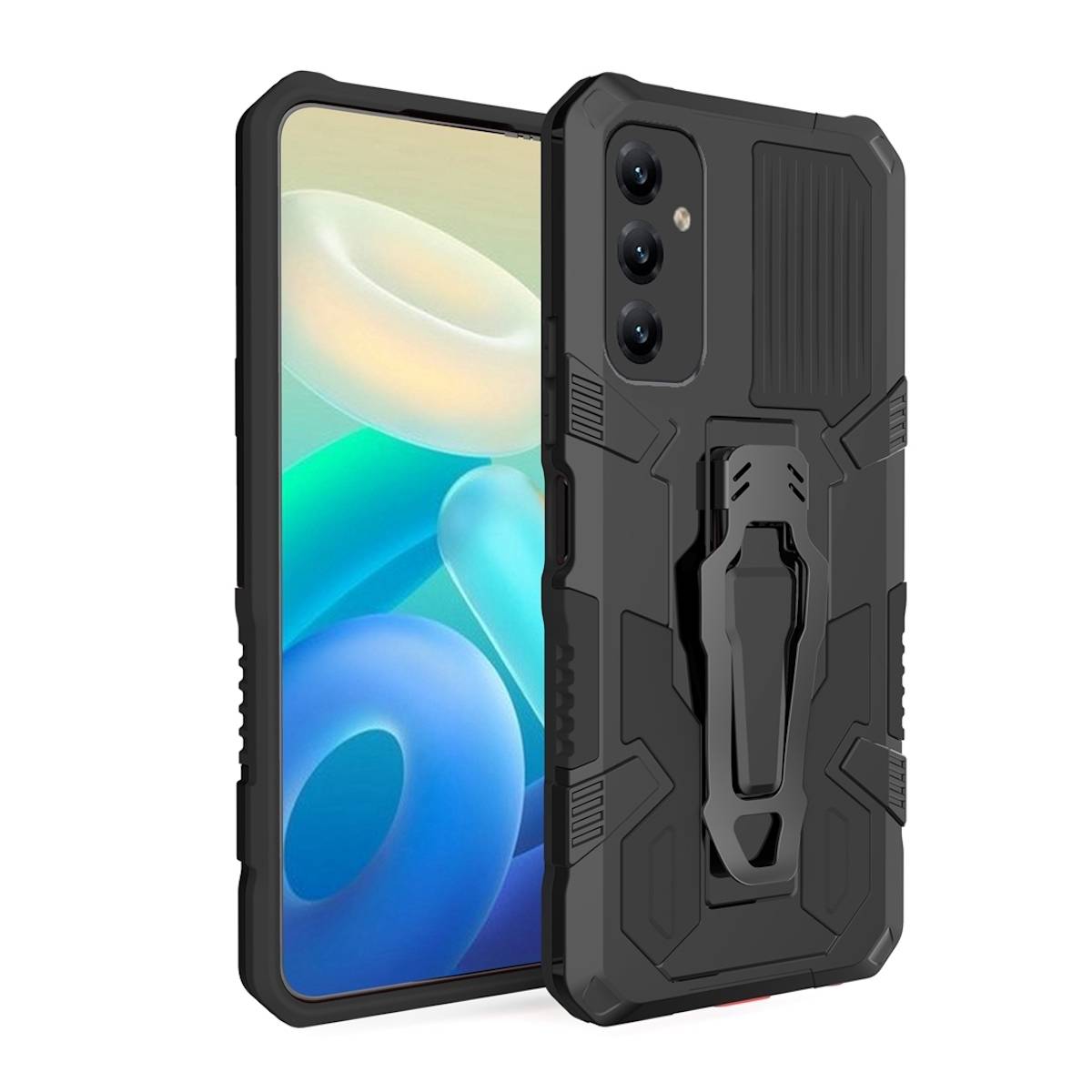 Für Samsung Galaxy A14 5G Design Armor Warrior Cover Handy Case Schwarz