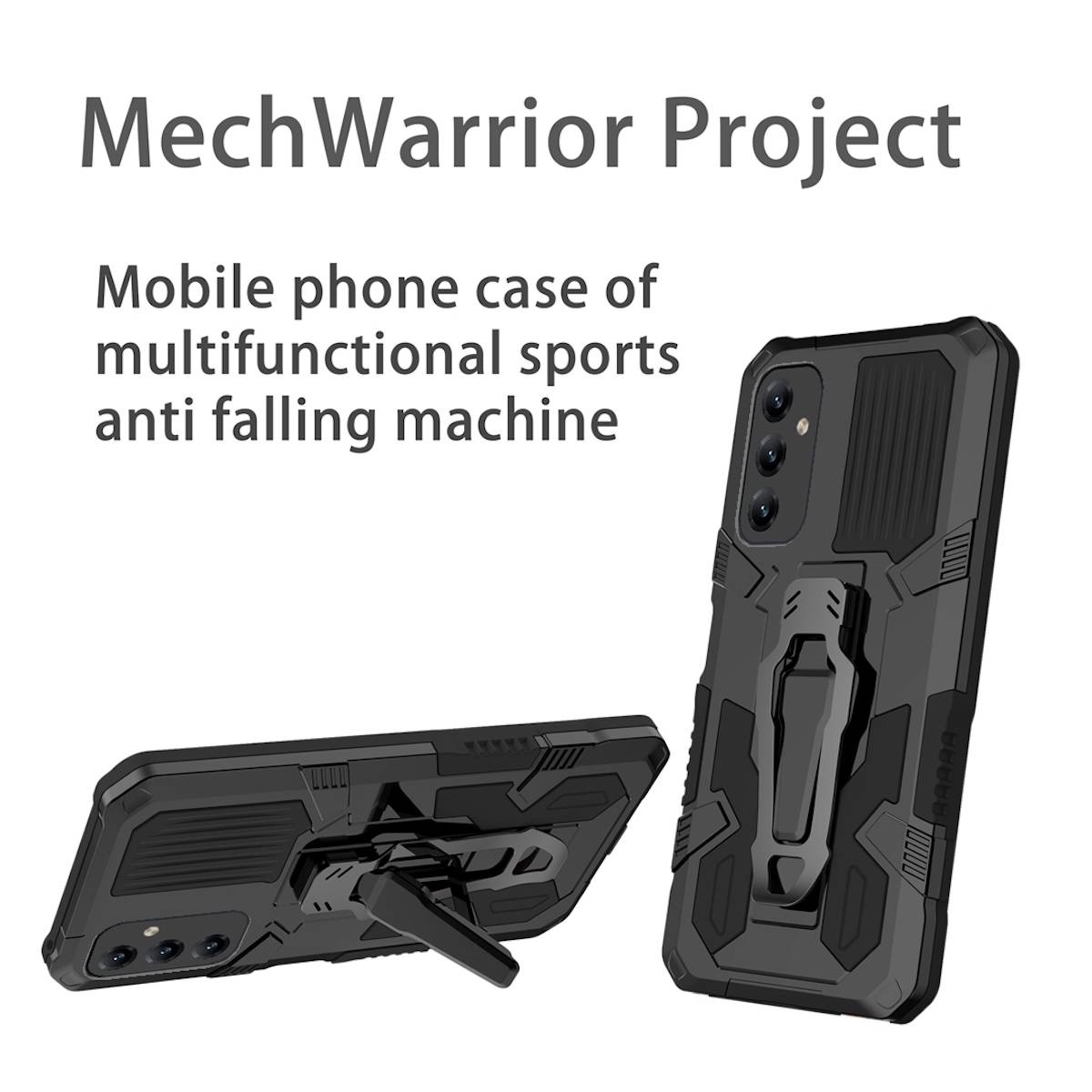 Für Samsung Galaxy A14 5G Design Armor Warrior Cover Handy Case Schwarz