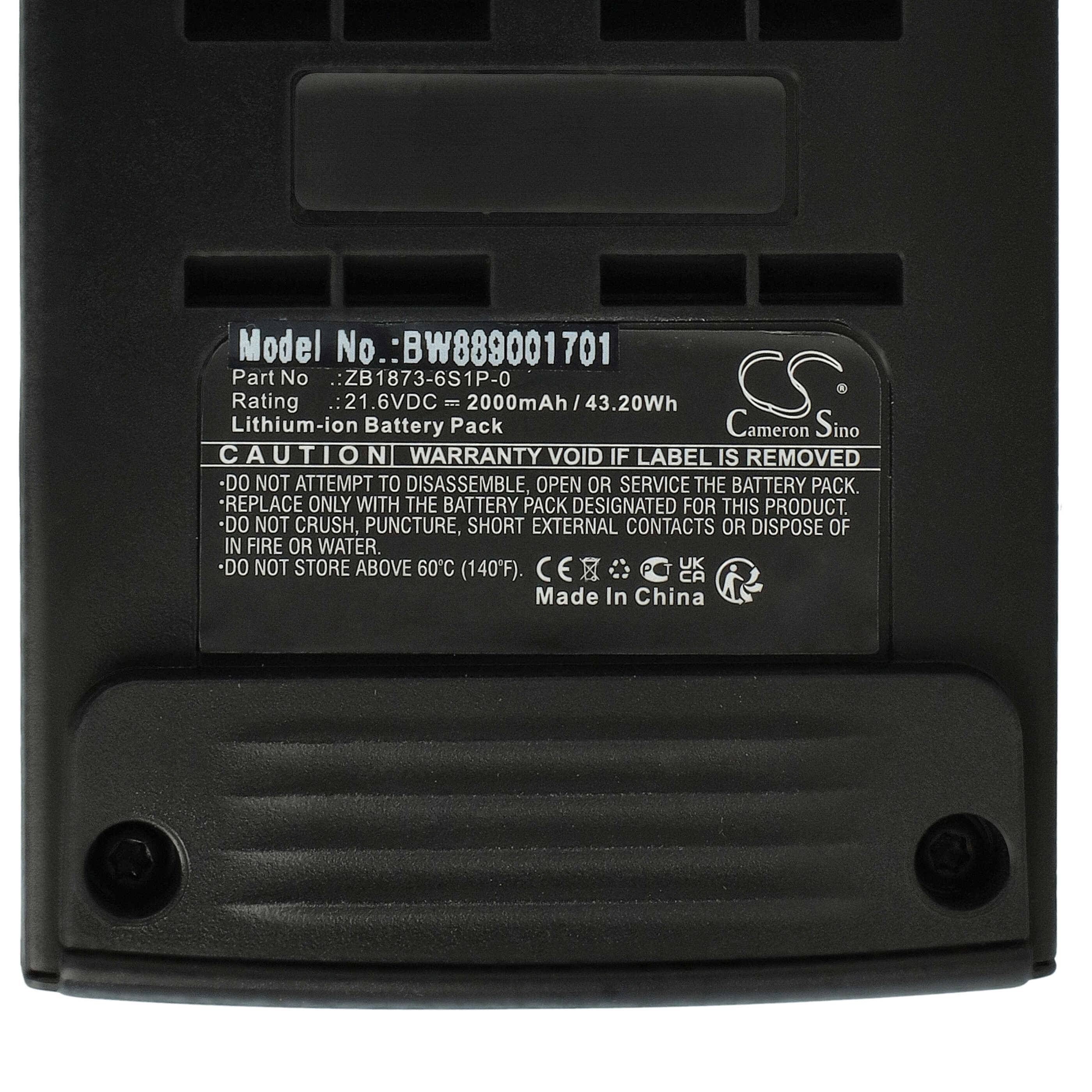 vhbw Akku Ersatz für Tineco ZB1873-6S1P-03, ZB1873-6S1P-0 für Staubsauger (2000 mAh, 21,6 V, Li-Ion)