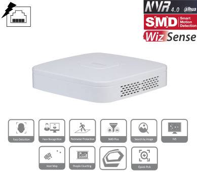 Dahua - NVR4104-P-EI - NVR - 4 Kanal - 4 PoE, - 4 Kanal/WizSense - 4 PoE/1 LAN - Max 80Mbps Bandbreite - 1x HDMI, 1x VG