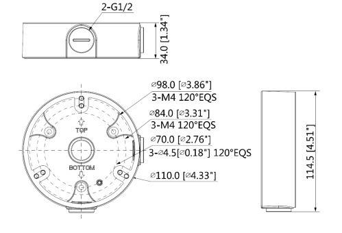 Dahua - PFA136-B - Zubehör - Anschlussdose, Material: Aluminium, Anschlussdose, Modernes Design, Maße (Ø x H): 110 mm x